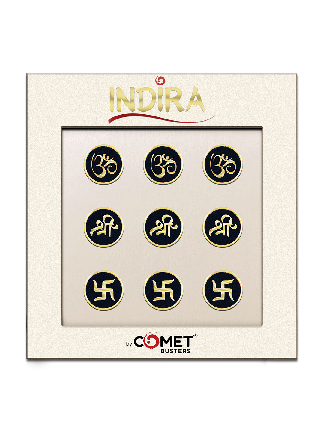 Comet Busters 9-Pcs Round Spiritual Om Swastika Shree Handcrafted Bindi