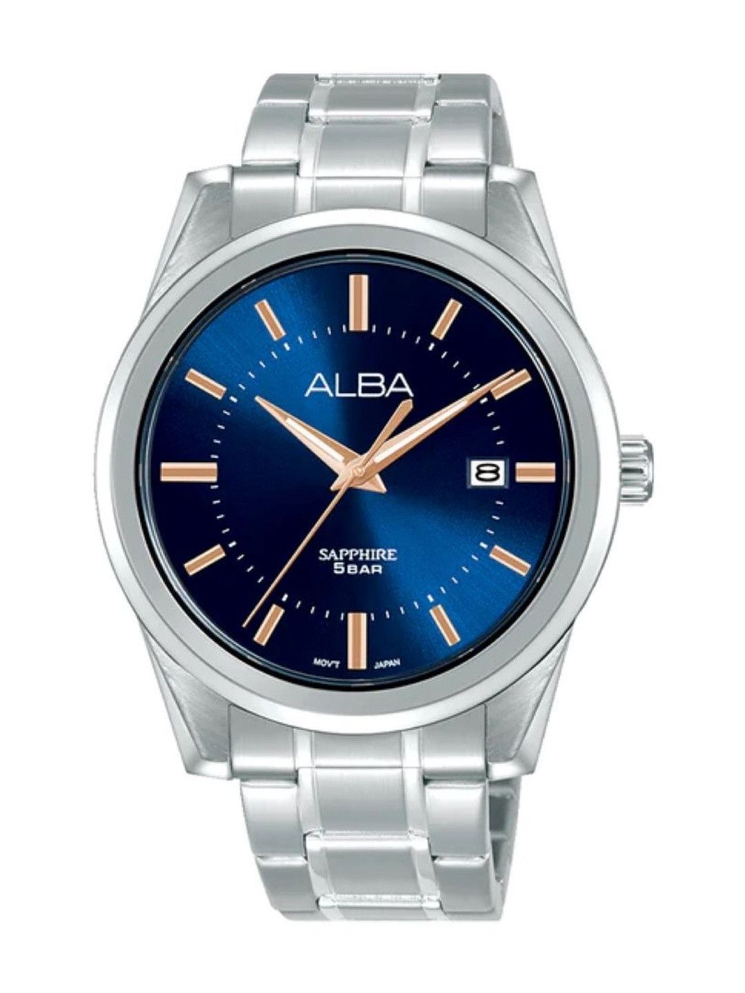 Alba Men Stainless Steel Bracelet Straps Analogue Dial & Date Aperture Watch AS9V23X1