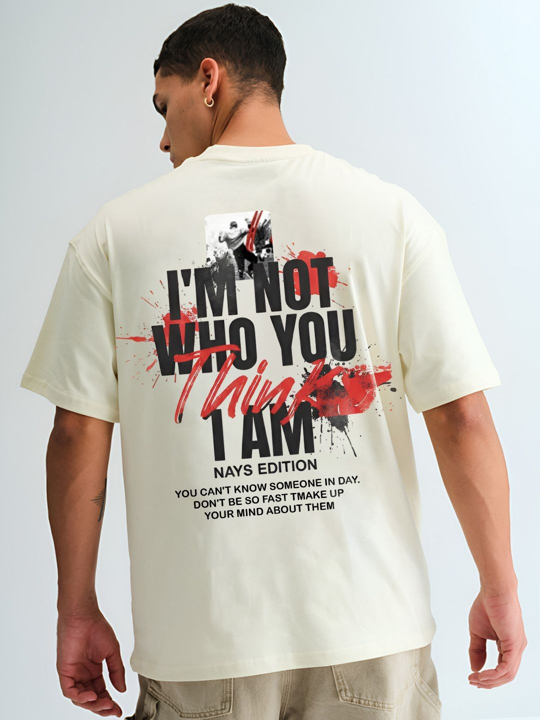 BDSQUARE Men Typography Printed Drop-Shoulder Sleeves T-shirt