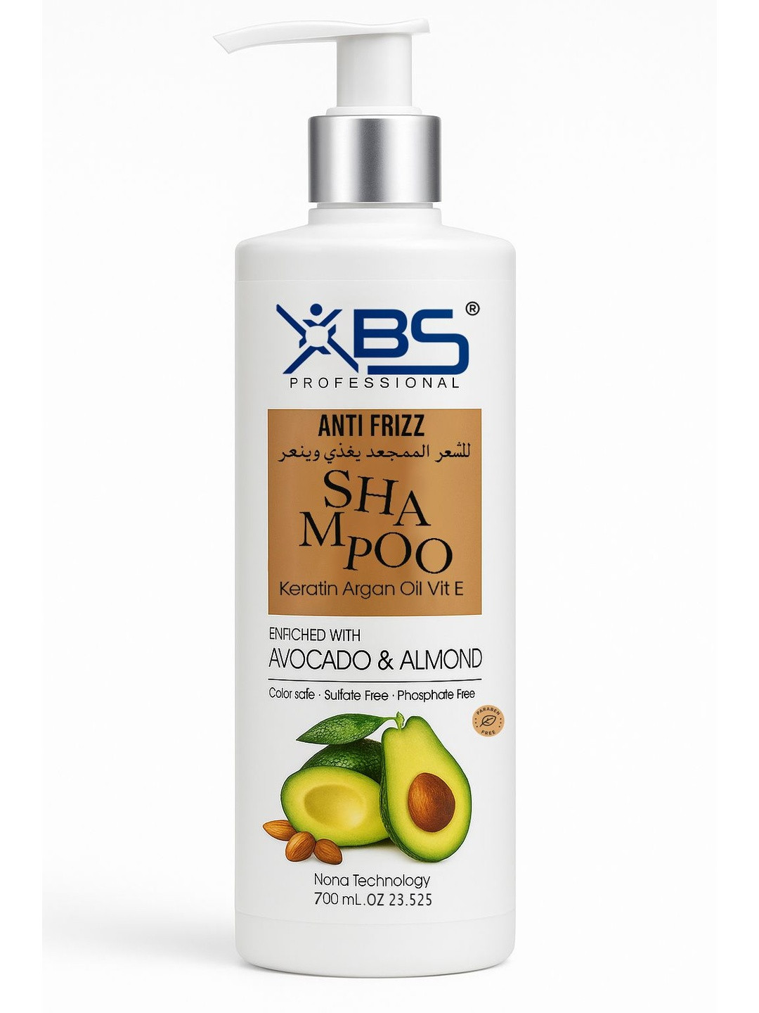 XBS Anti Frizz Avocado & Almond Shampoo For Hair Growth - 700 ml