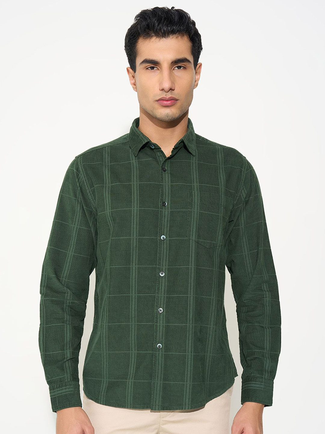 Peregrine by Pantaloons Men Windowpane Checks Checked Casual Shirt