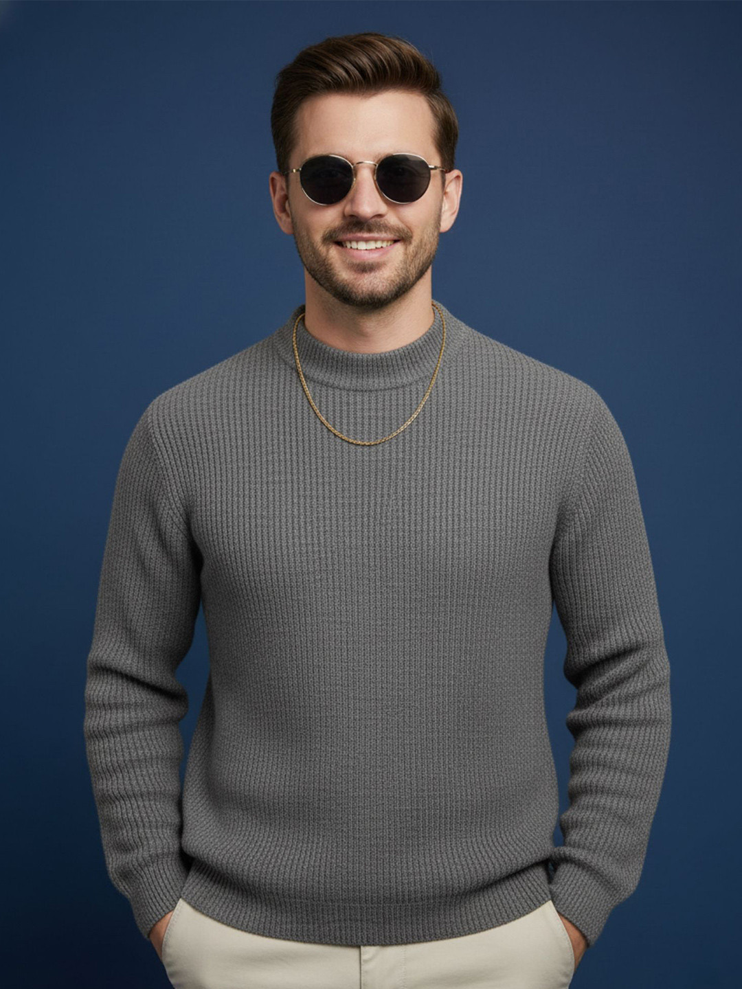 SANDPIPER Men Ribbed Woollen Pullover