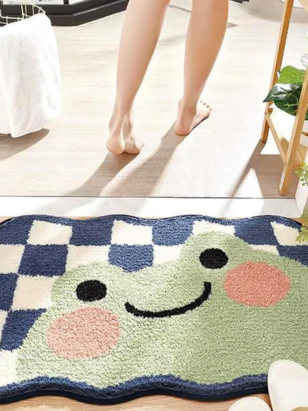 Homio Green & Blue Anti-Slip 2000GSM Bath Rug
