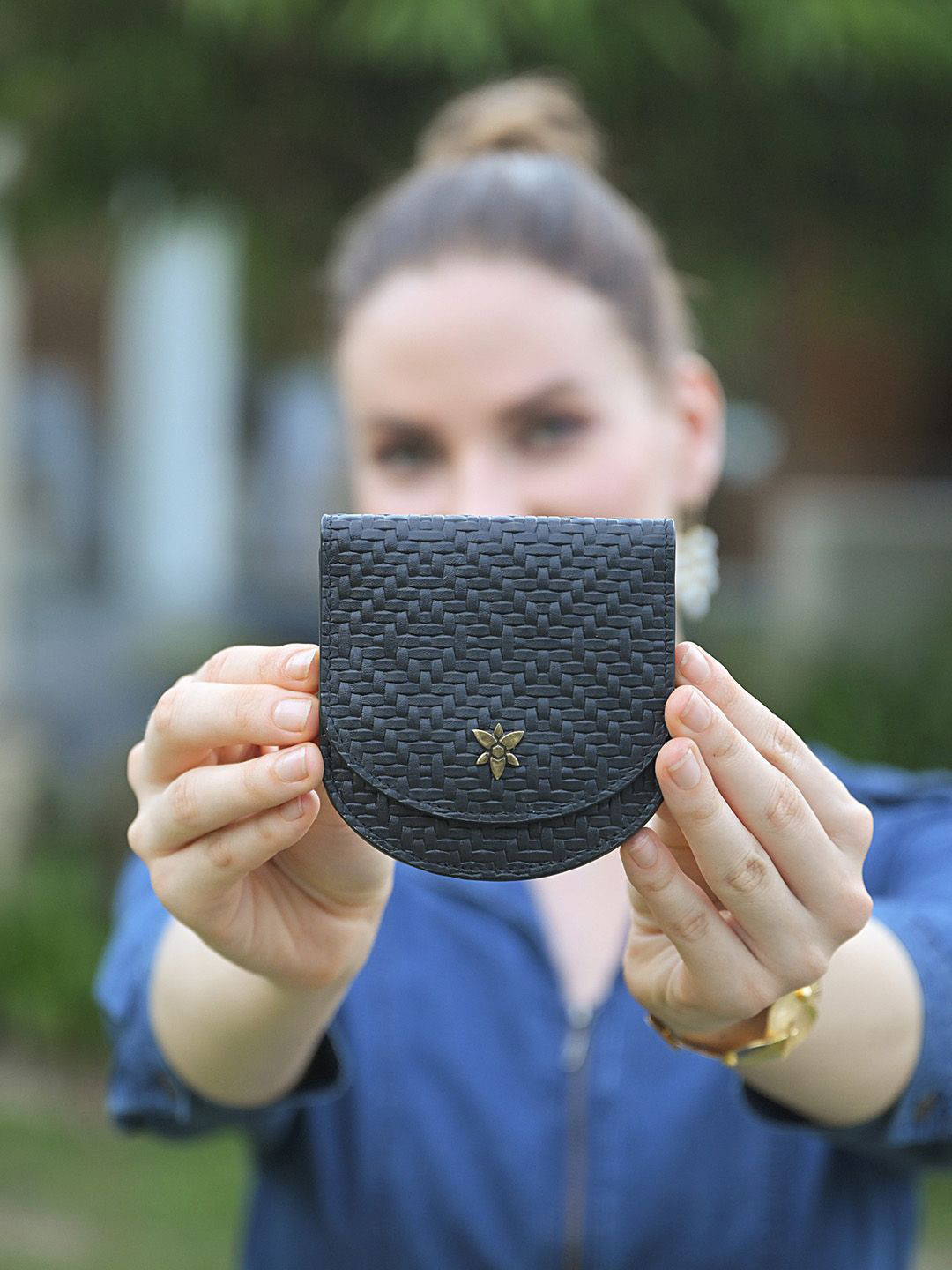 Anuschka Women Geometric Textured RFID Leather Two Fold Wallet