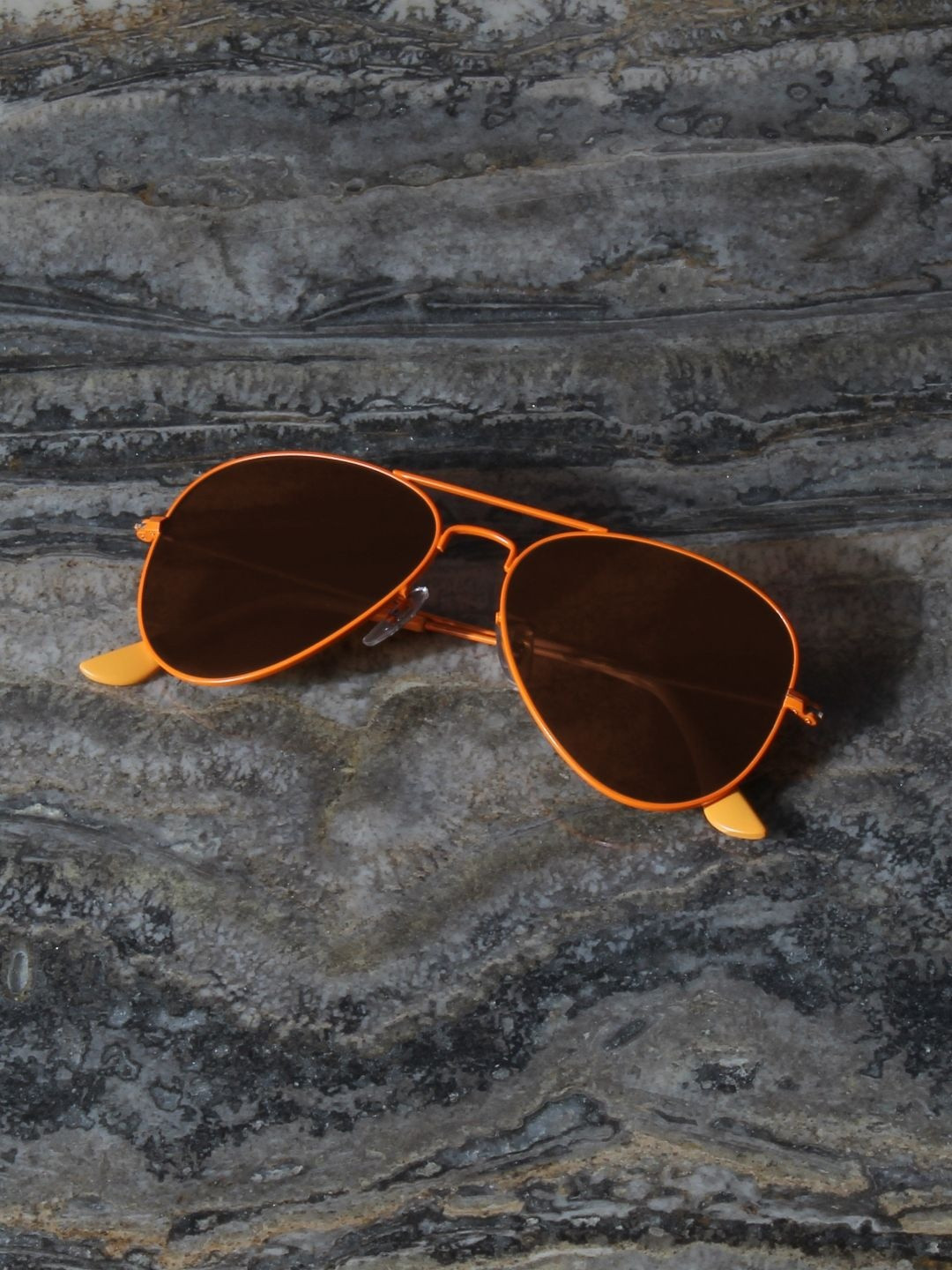 Ted Smith Unisex Aviator Orange-Brown UV Protected Sunglasses With Polarized Lenses