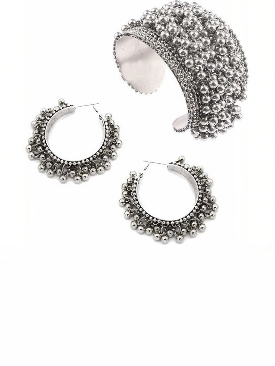 N S G Silver-Plated Oxidised Jewellery Set