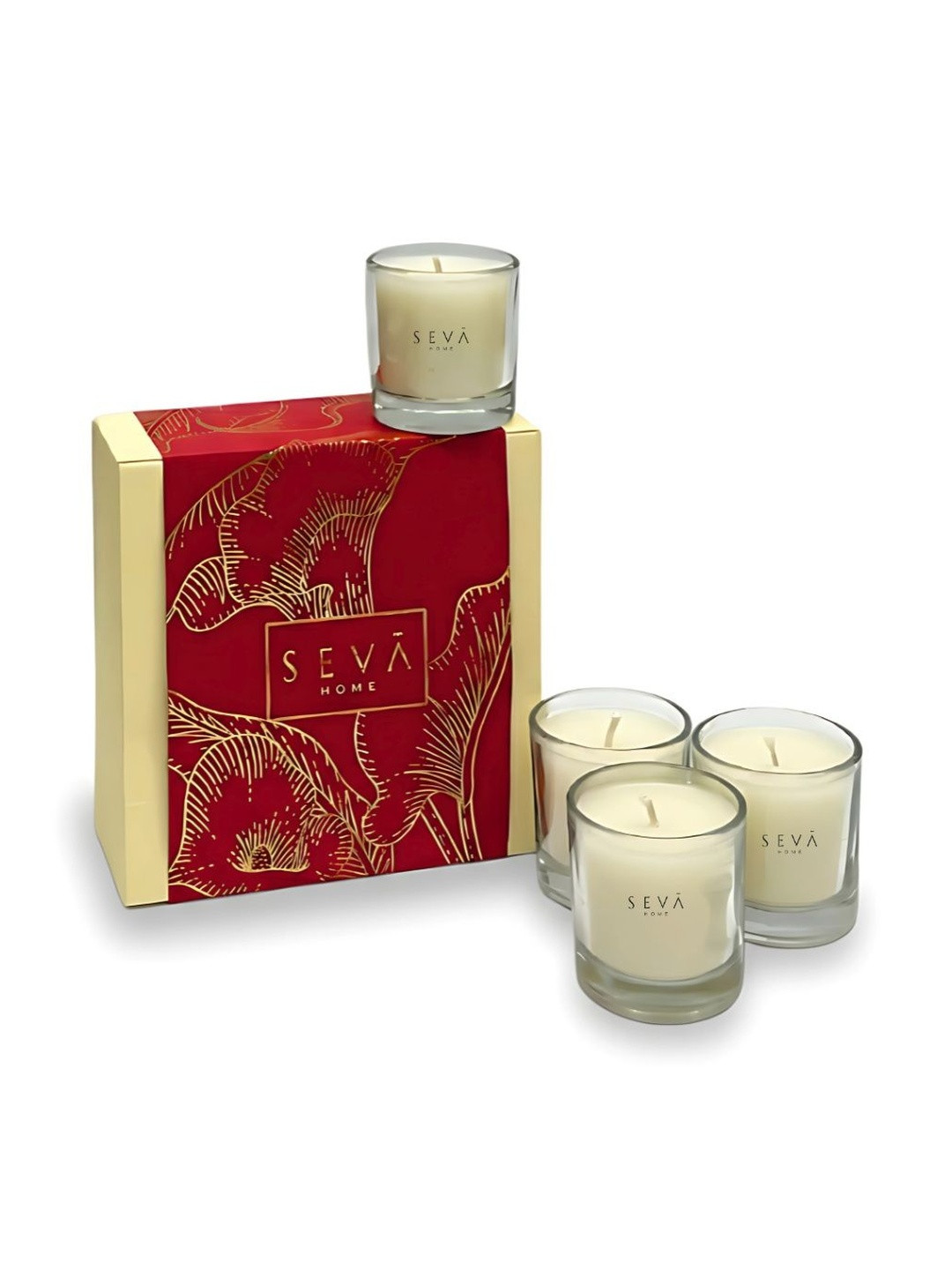 Seva Home Red & Beige 4 Pieces Shot Scented Candles