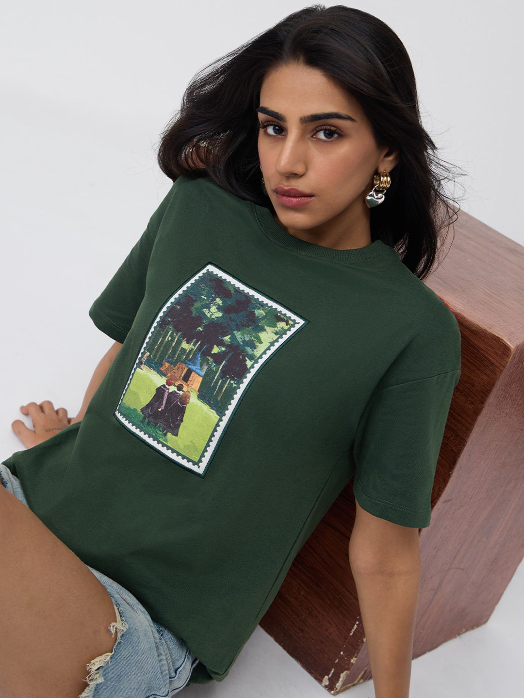 The Souled Store Women Oversized Harry Potter Green Tshirts
