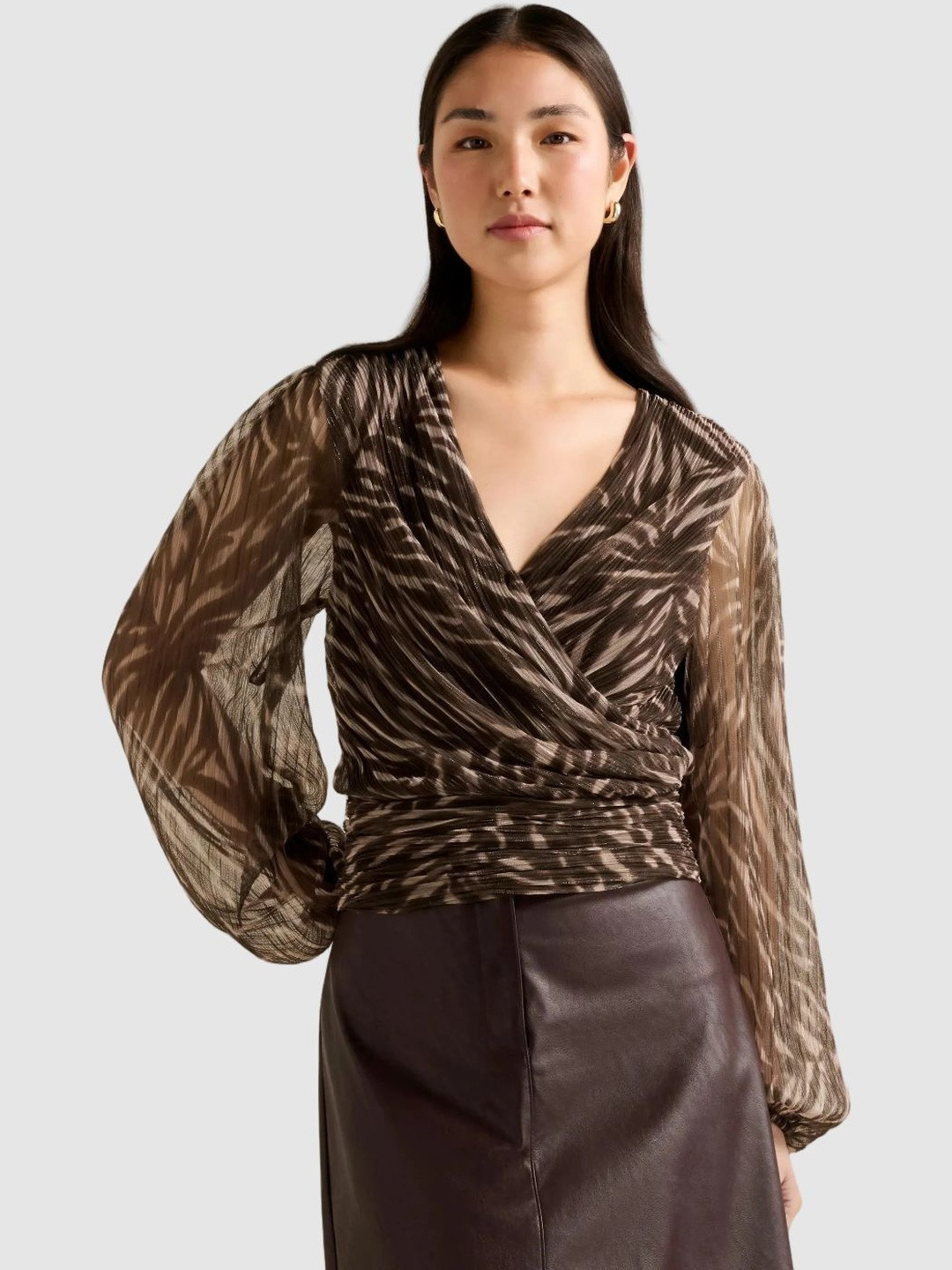 Forever New Odette Plisse Wrap Top