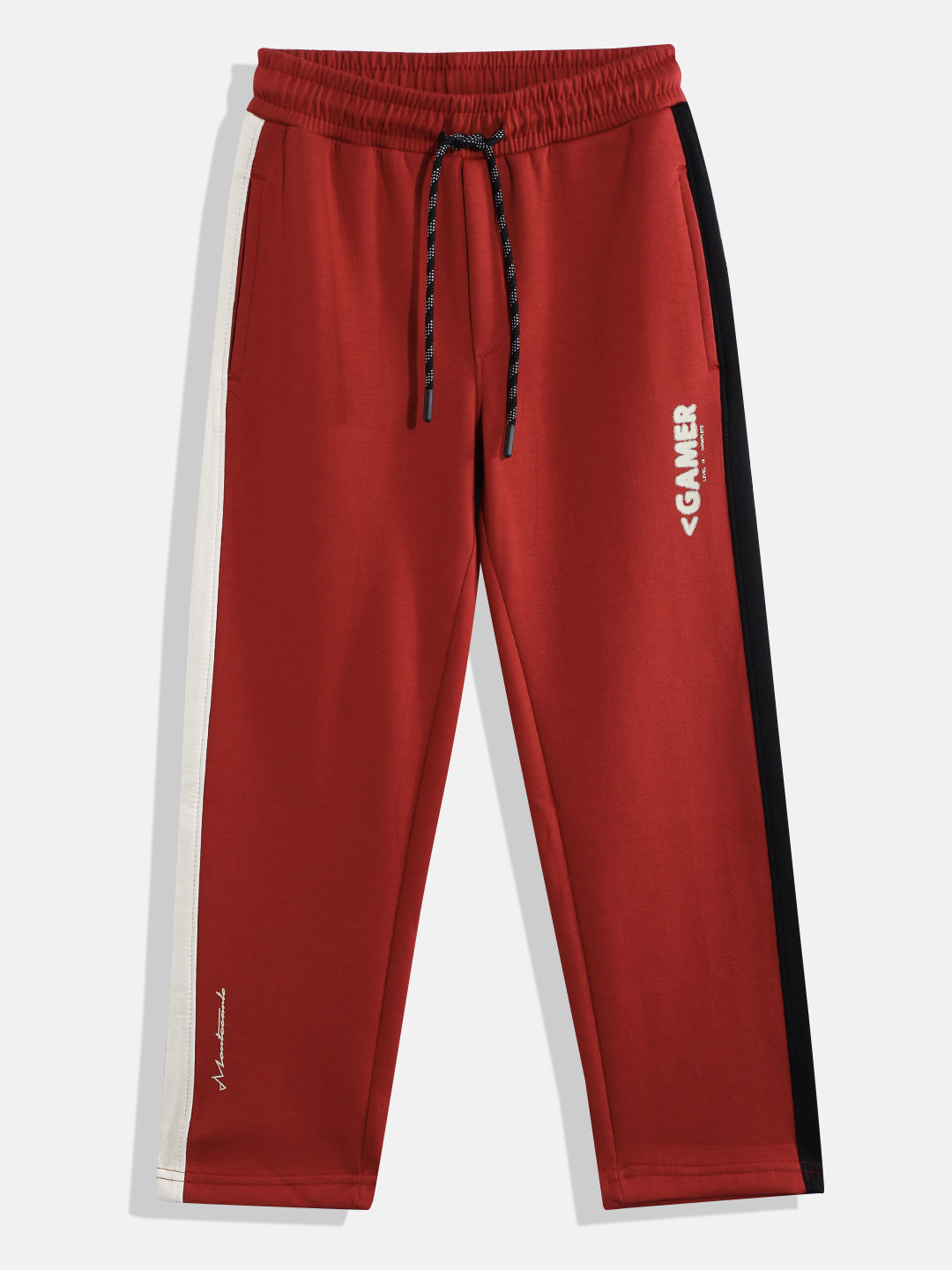 Monte Carlo Boys Typography Print Detail Mid-Rise Track Pants with Side Taping
