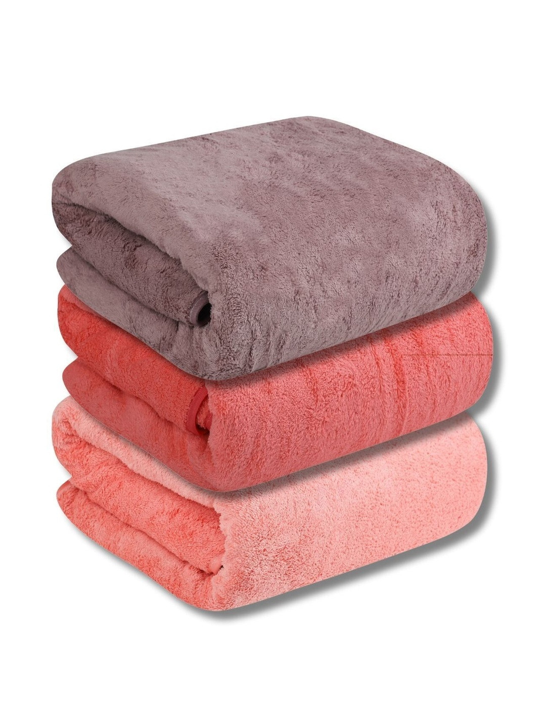 Fezora Orange Colored Microfiber 450 GSM Super Absorbent 3 Pieces Adult Bath Towels