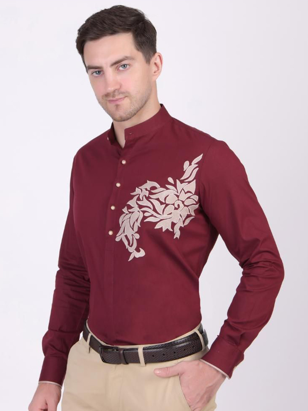 PIER 7 Men Premium Slim Fit Floral Party Shirt