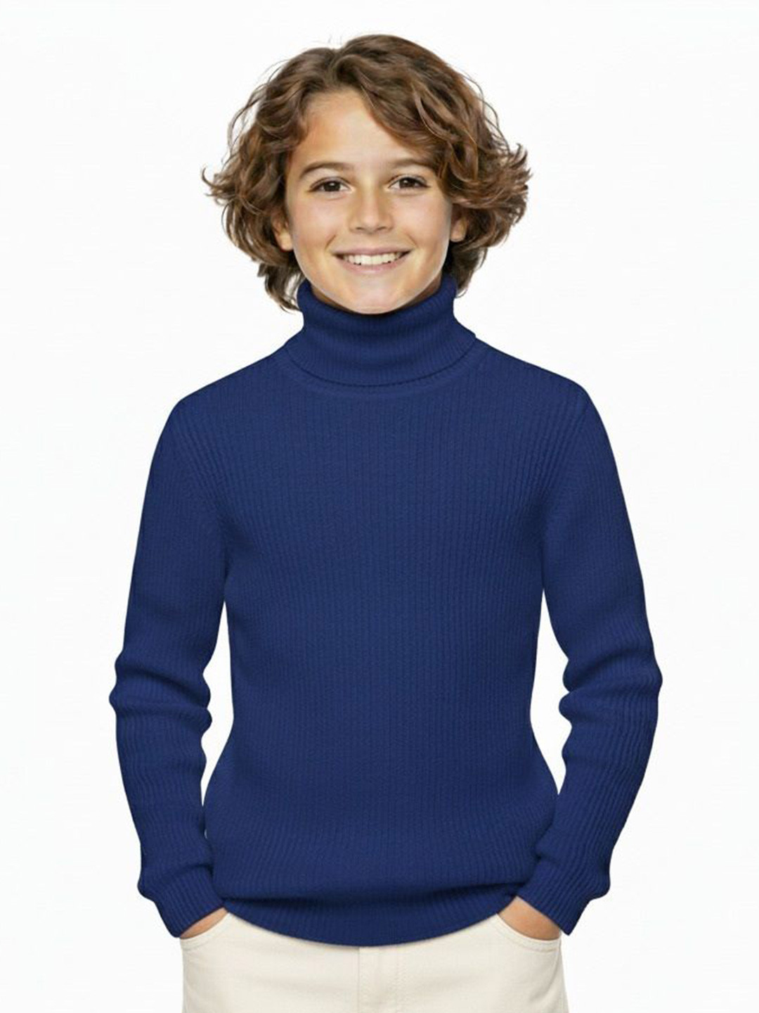 CLOTHIFY Boys Turtleneck Ribbed Pullover