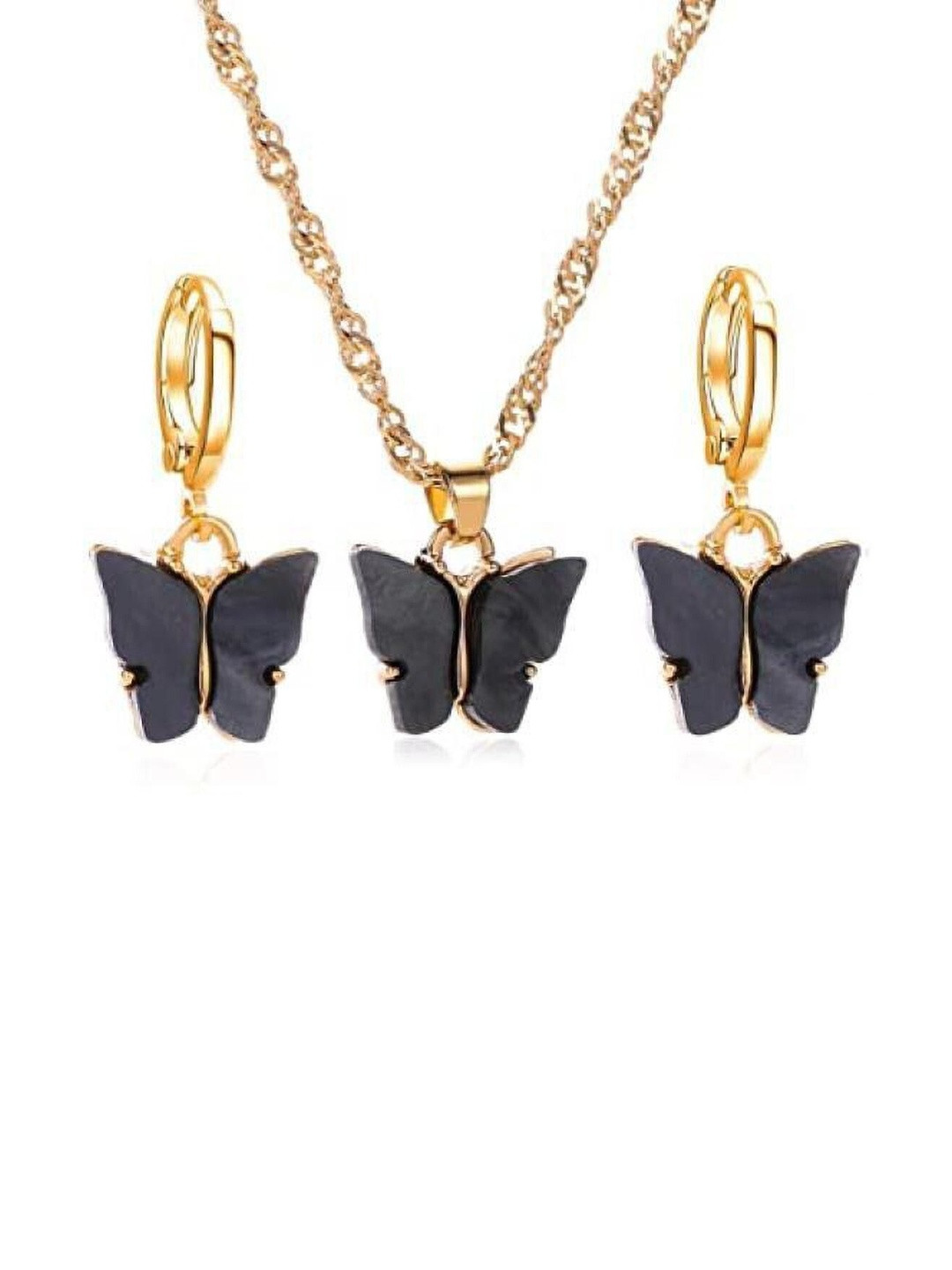 SNH EXPORT Gold-Plated Butterfly-Shaped Jewellery Set