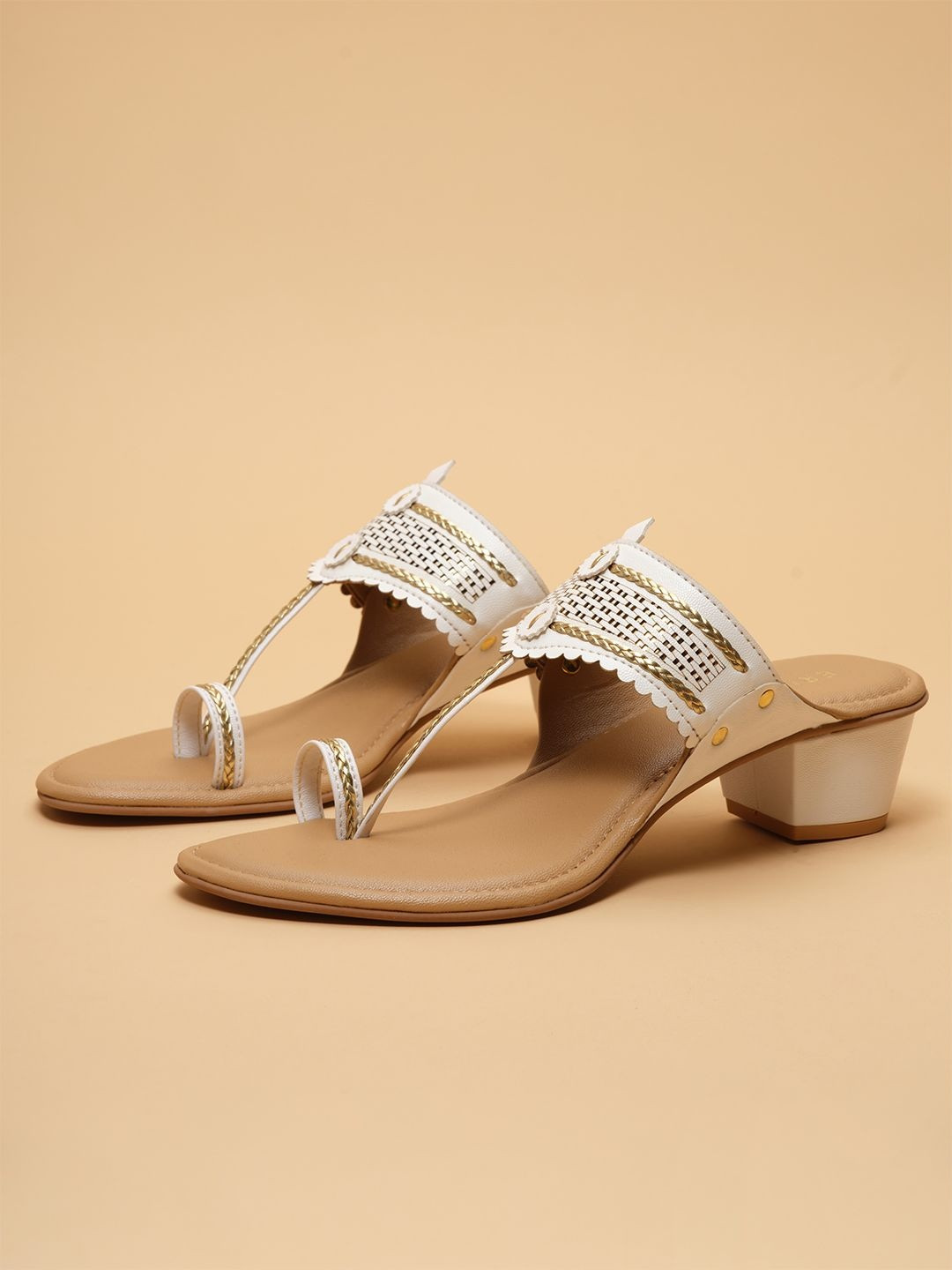 ERIDANI Embellished Ethnic Block Sandals