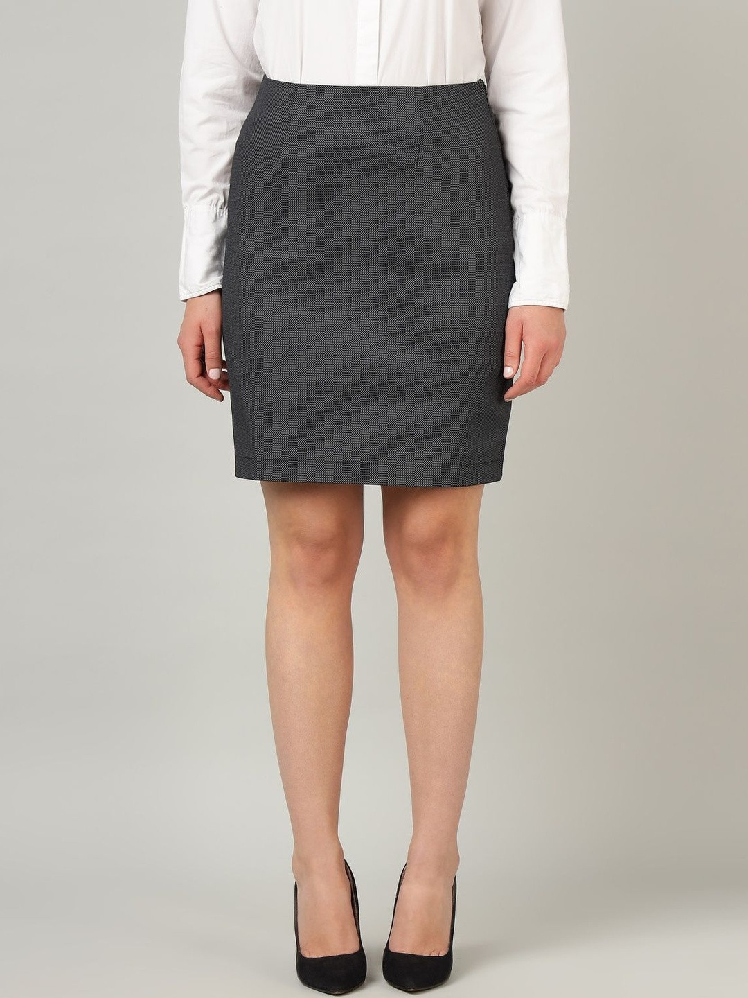 Sands of India Textured Straight Cut Mini A-Line Skirt