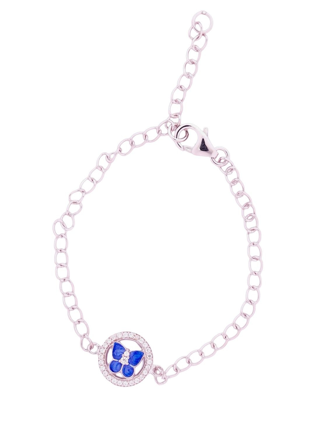 ShimmerTots Girls 925 Silver Rhodium-Plated Cubic Zirconia Studded Link Bracelet