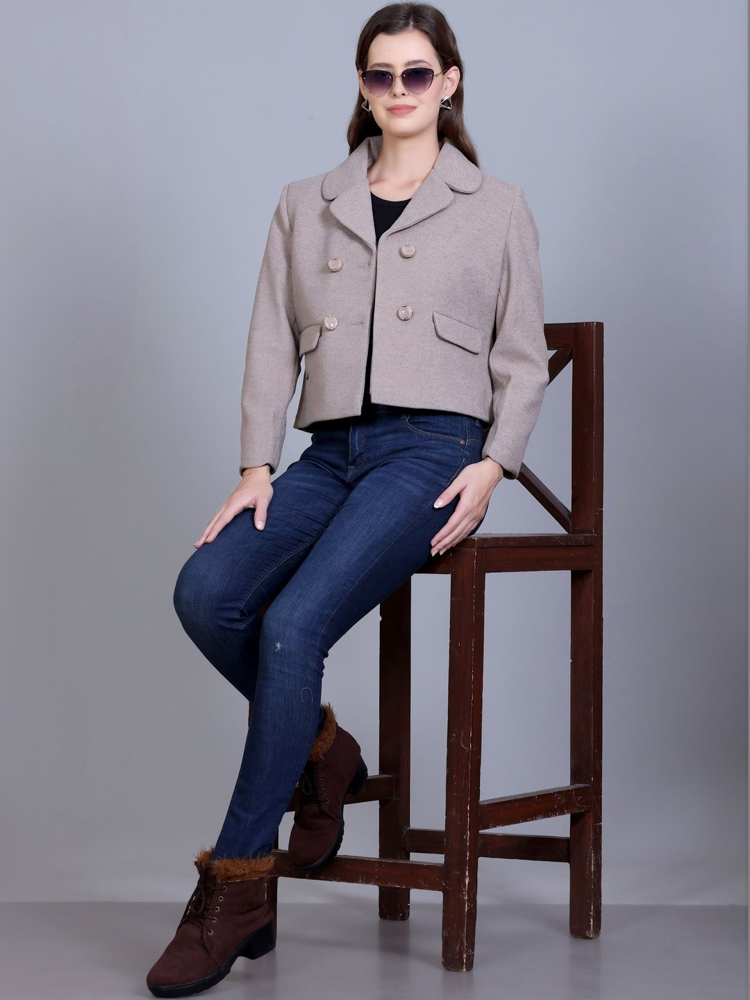 RFORTUNE Notched Lapel Collar Single-Breasted Overcoat