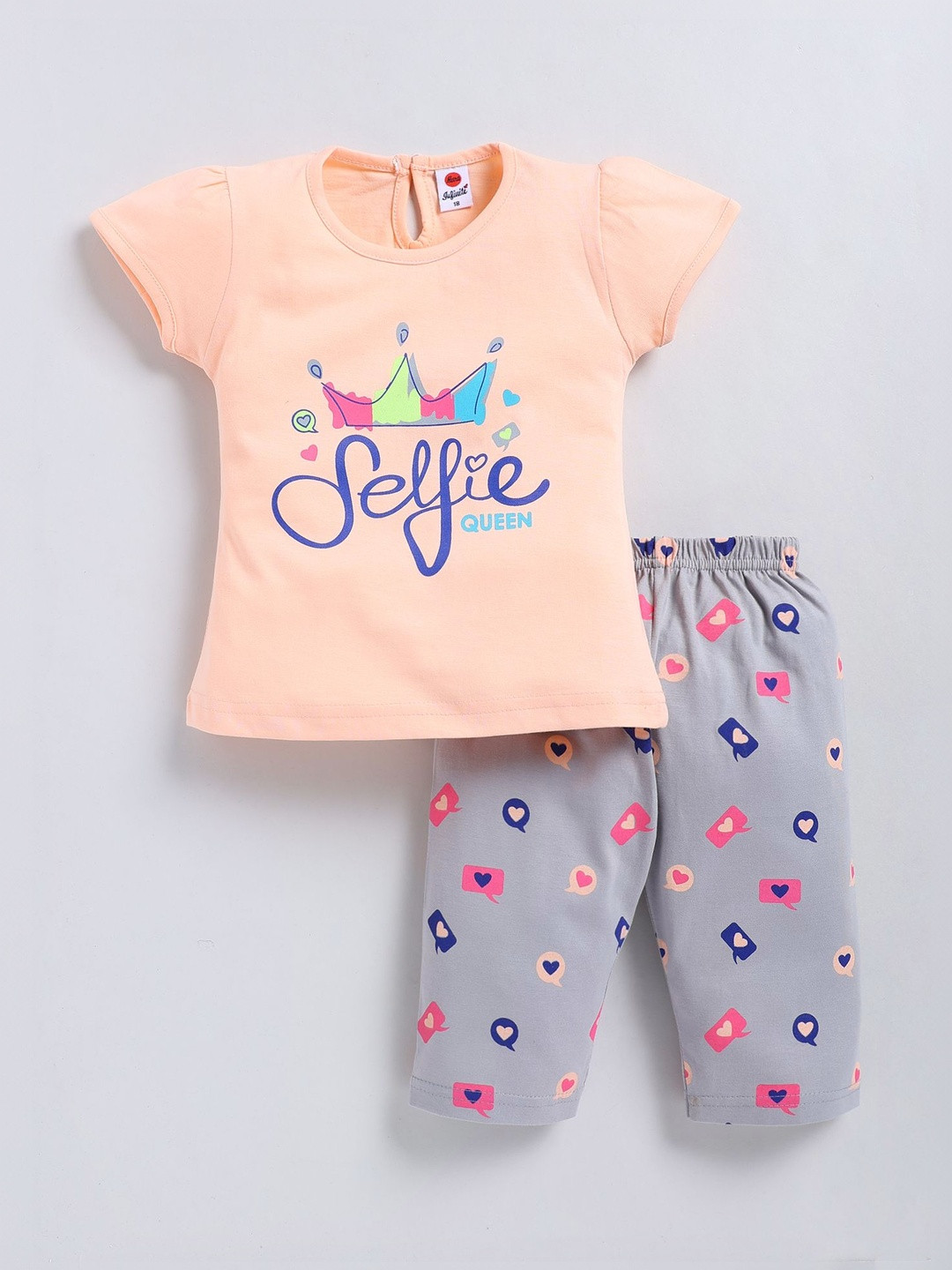 Mars Infiniti Girls Infiniti Printed Round Neck Cotton Top With Capris