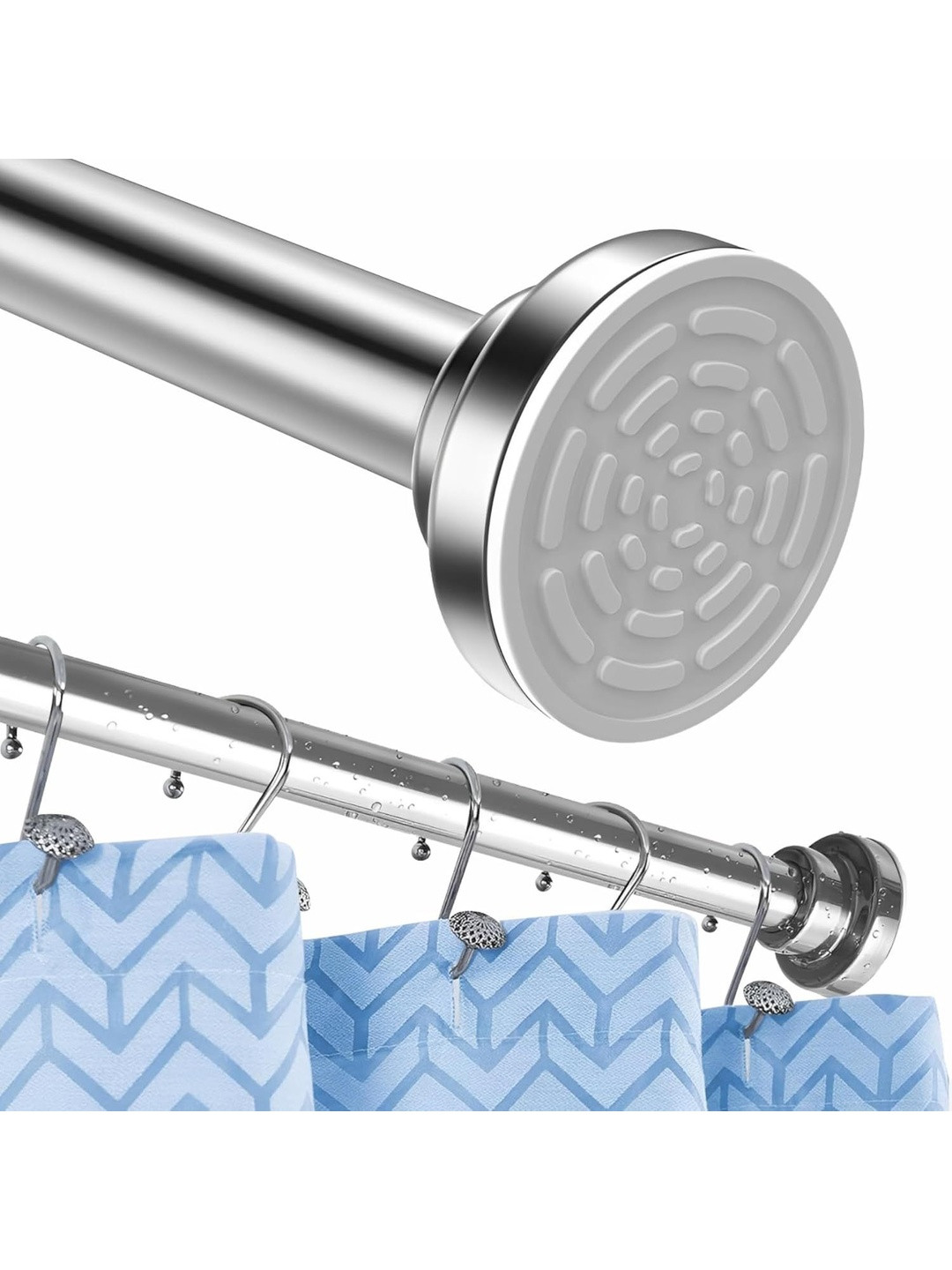 JD FRESH Silver-Toned Stainless Steel Extendable Curtain Rod