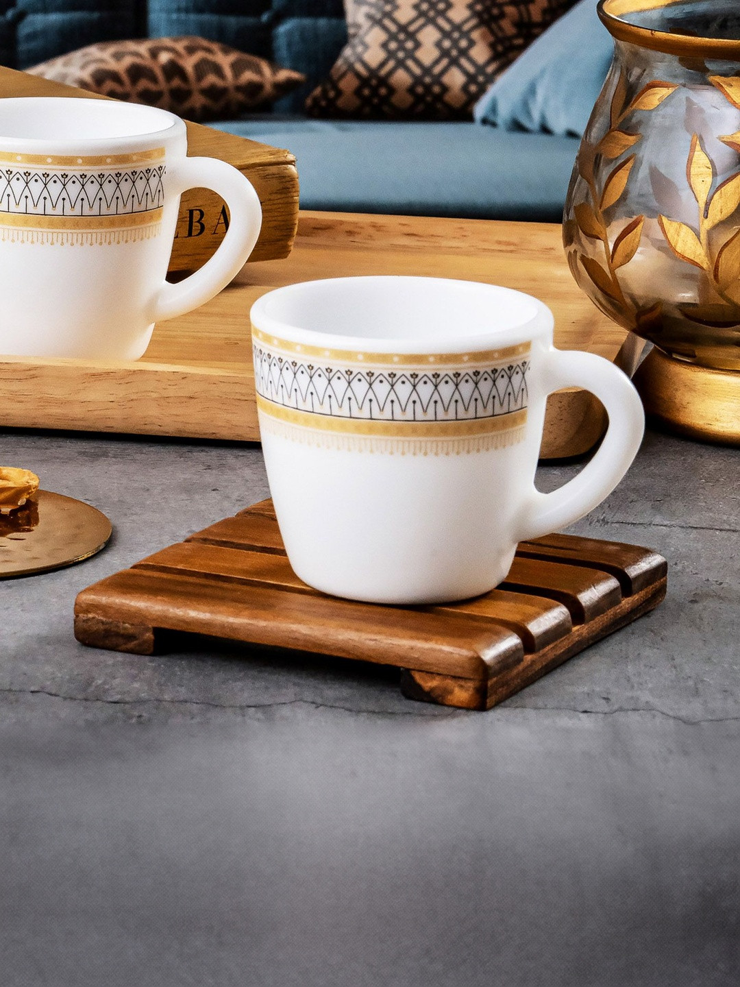 Cello White Printed Dishwasher Safe 6 Pieces Mugs 100ml