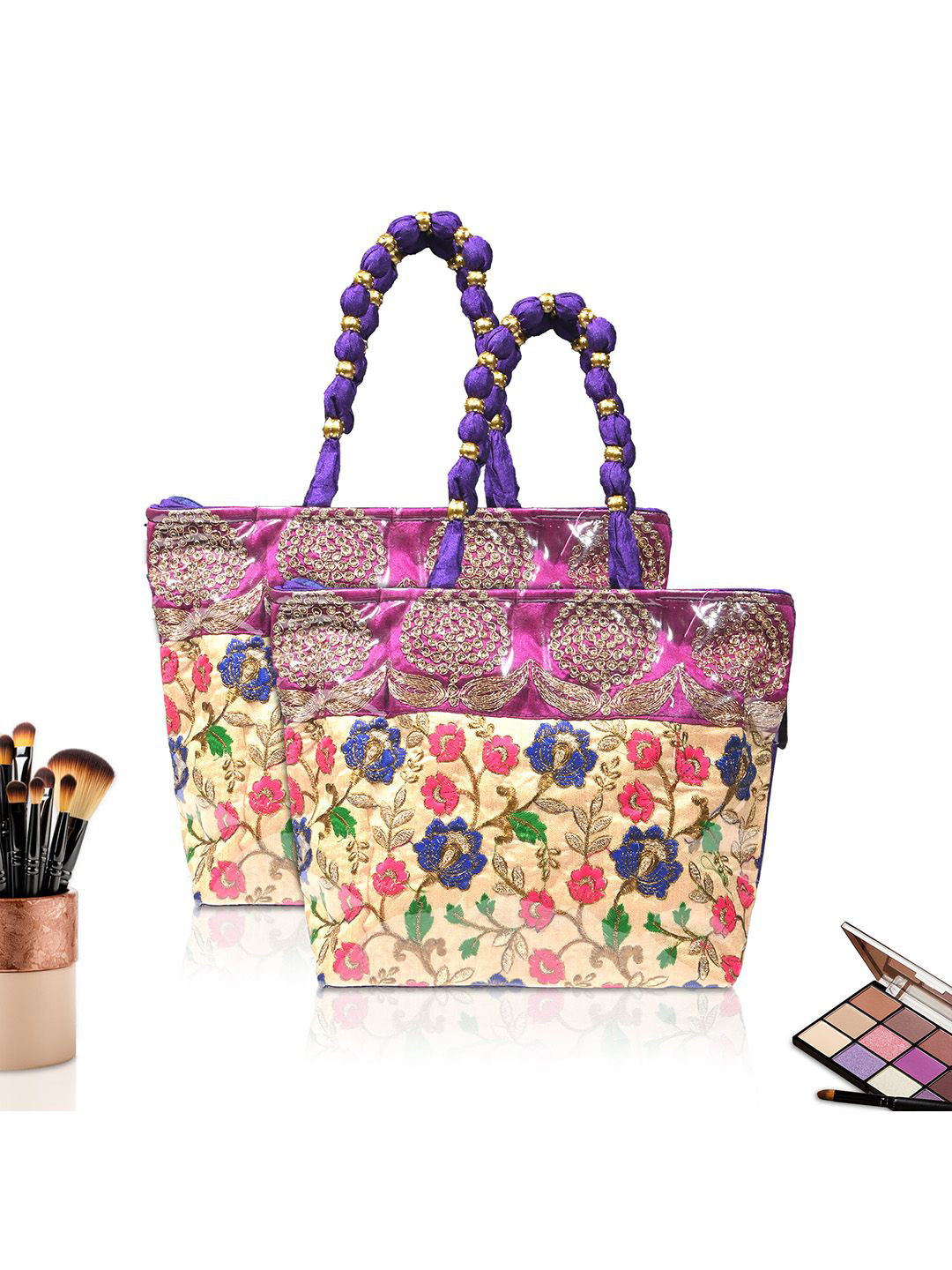 Kuber Industries Pack Of 2 Printed Waterproof Hand Bag