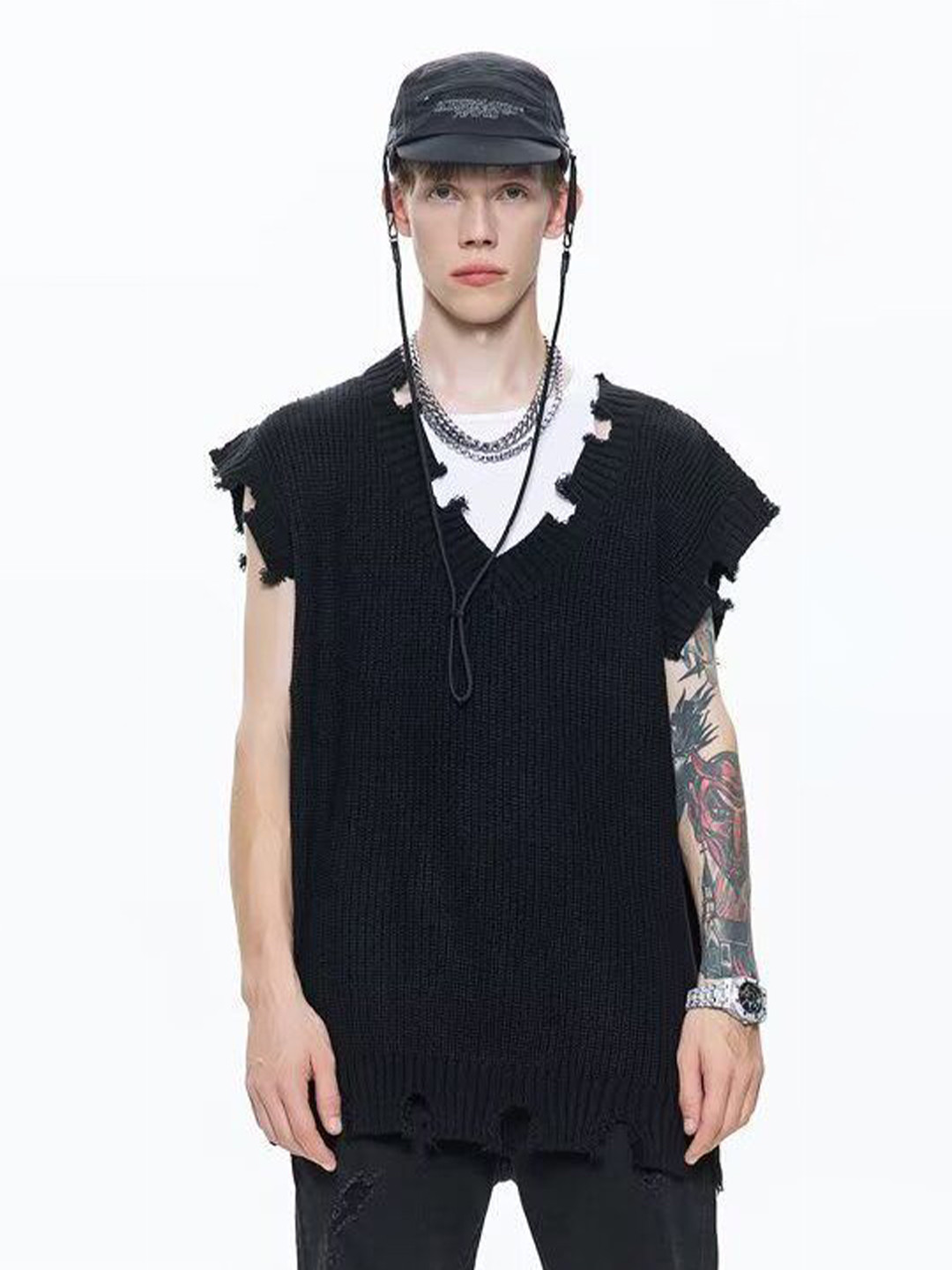 StyleCast x Revolte Men Cable Knit Sweater Vest