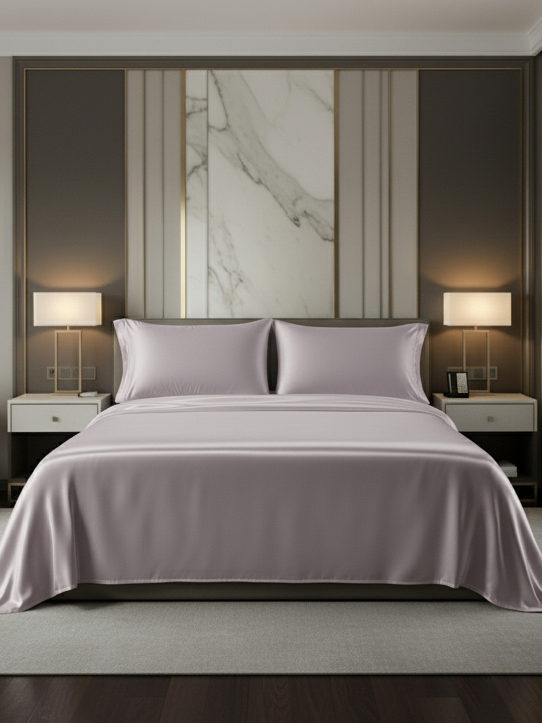 Homio Lavender Cotton 400 TC King Bedsheet Set 2.7m x 2.7m