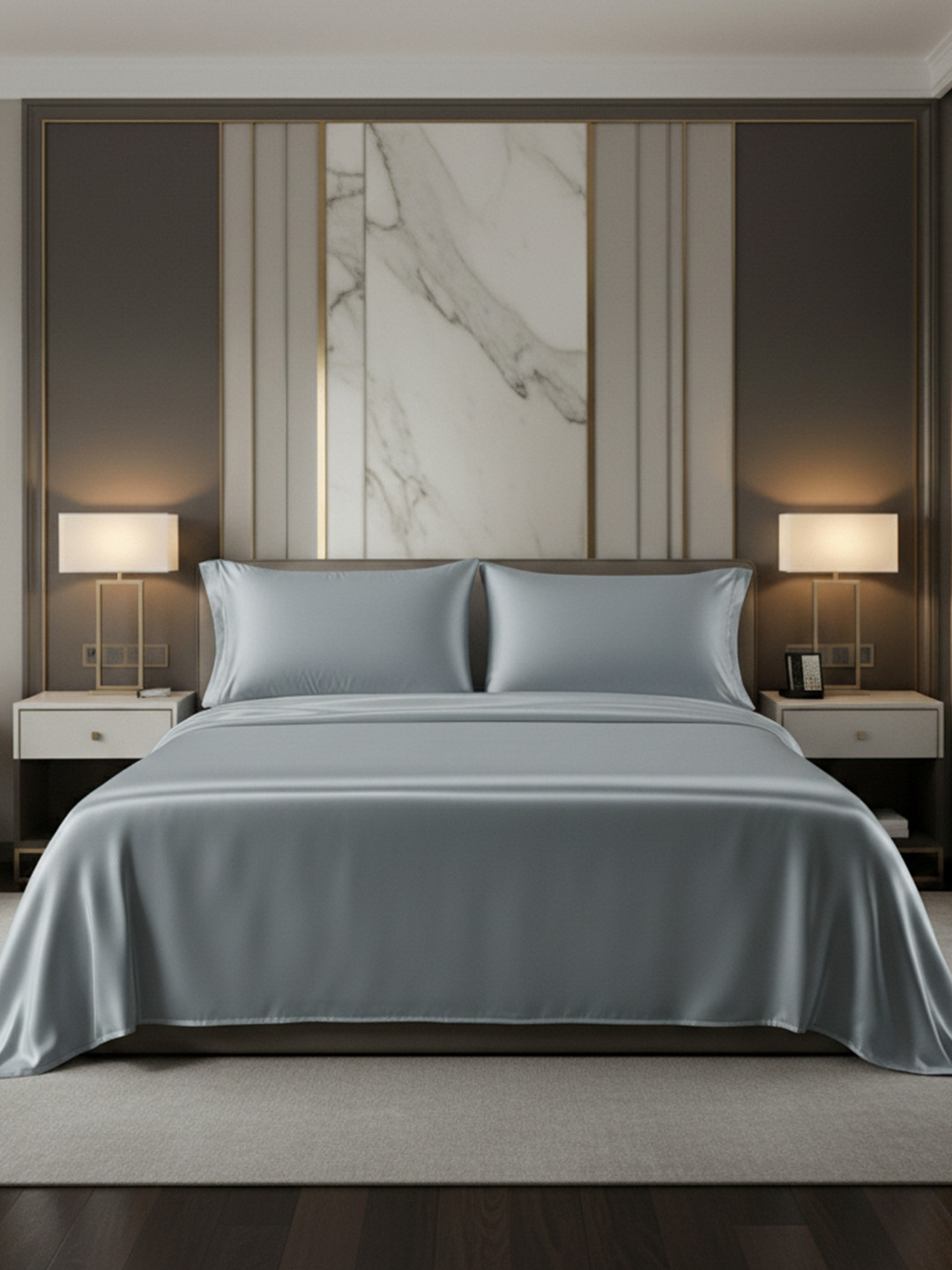 Homio Grey Melange 400 TC Pure Cotton Bedsheet with 2 Pillow Covers