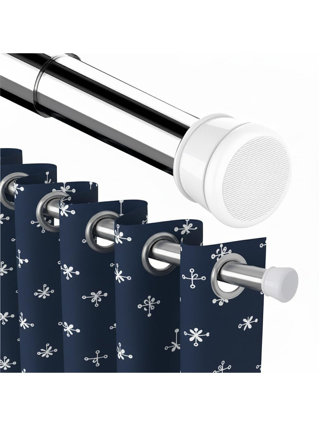 JD FRESH Silver-Toned Stainless Steel Extendable Curtain Rod