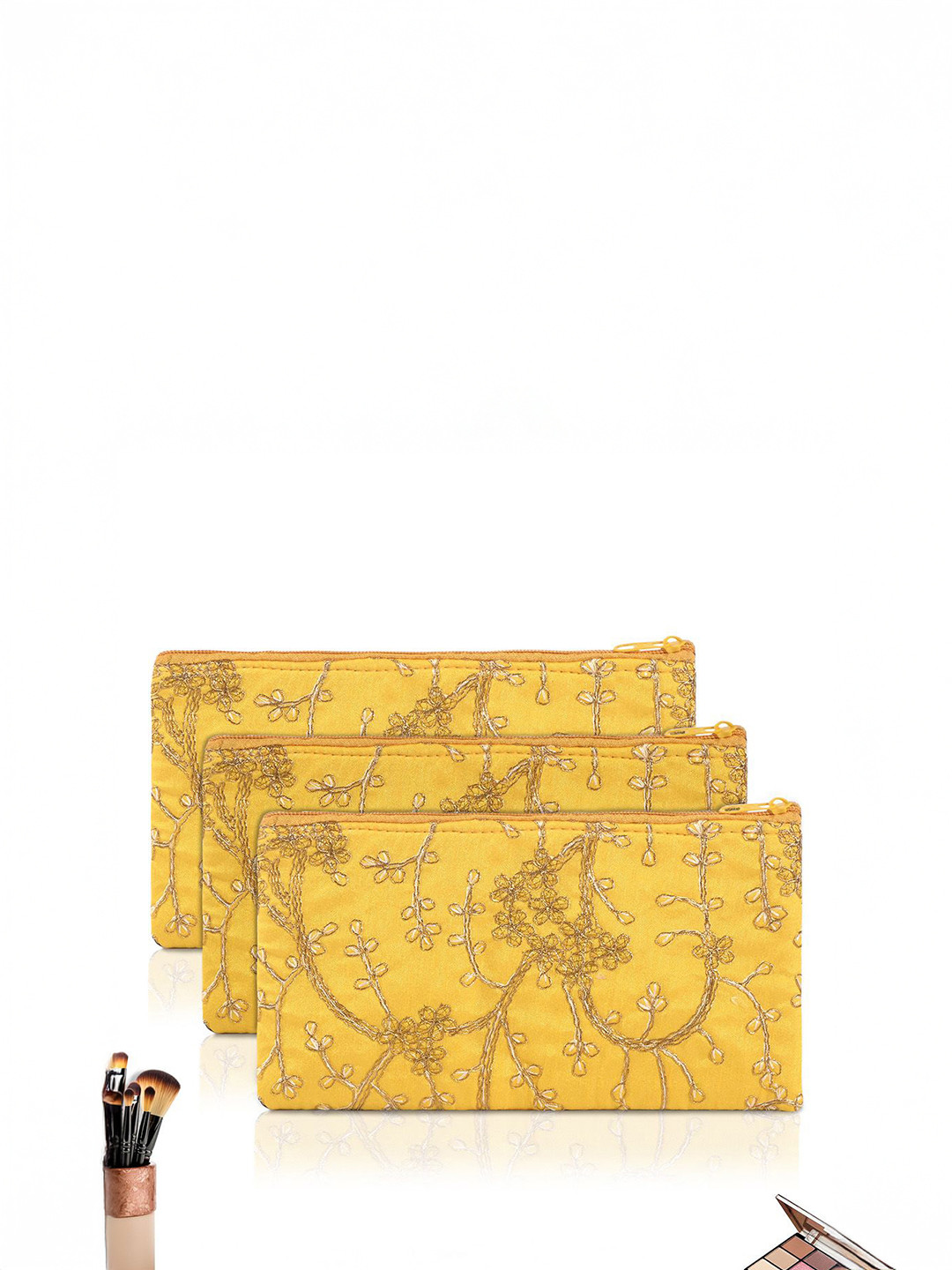 Kuber Industries Women Set Of 3 Embroidered Pouch