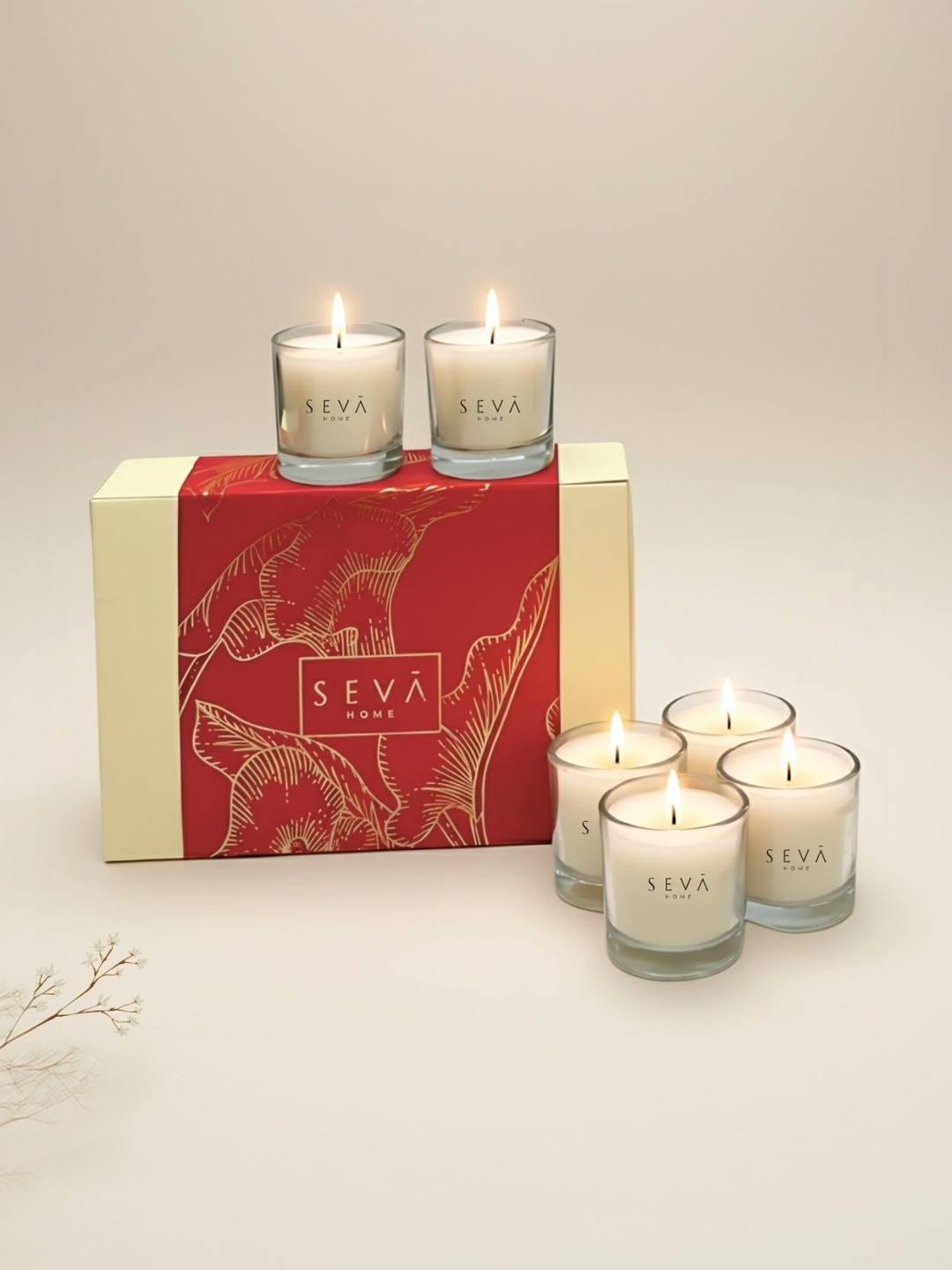 Seva Home Beige 6 Pieces Celebration Shot Scented Candles