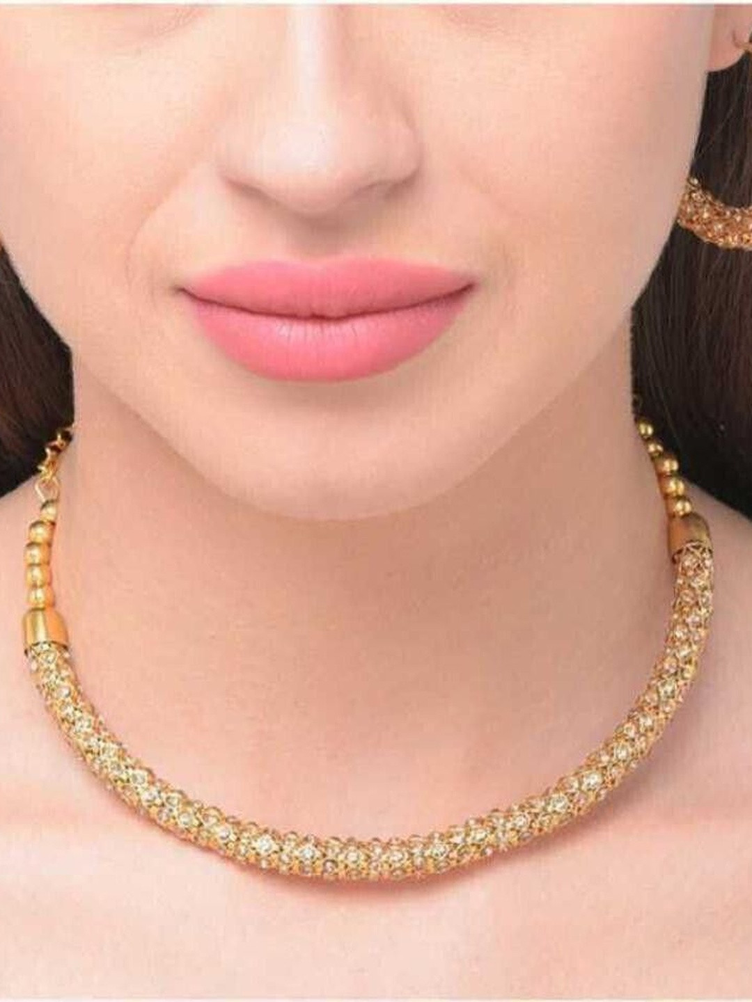 N S G Gold Plated Stones Studded Jewellery Set