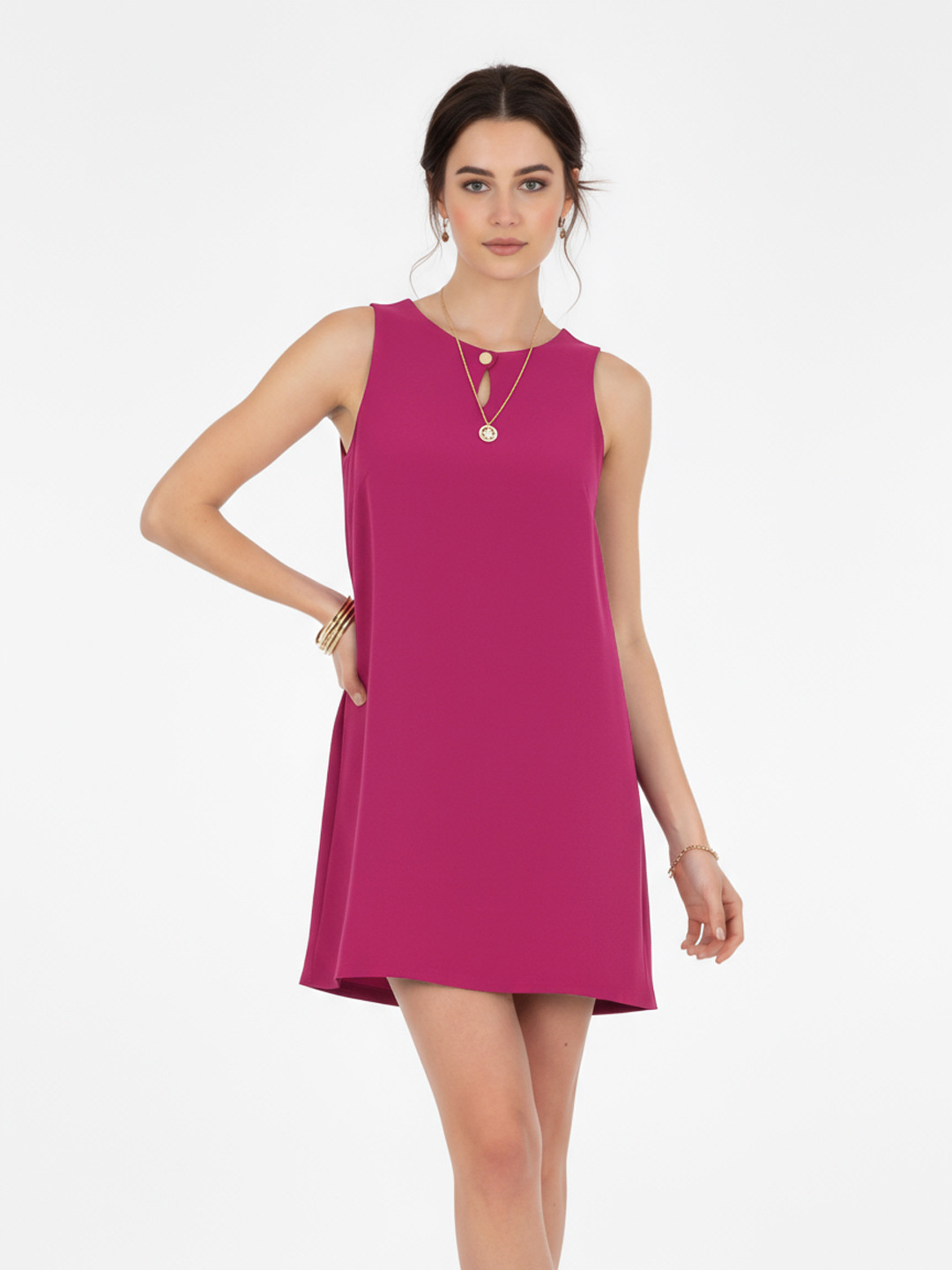 glitchez Keyhole Neck A-Line Above The Knee Dress