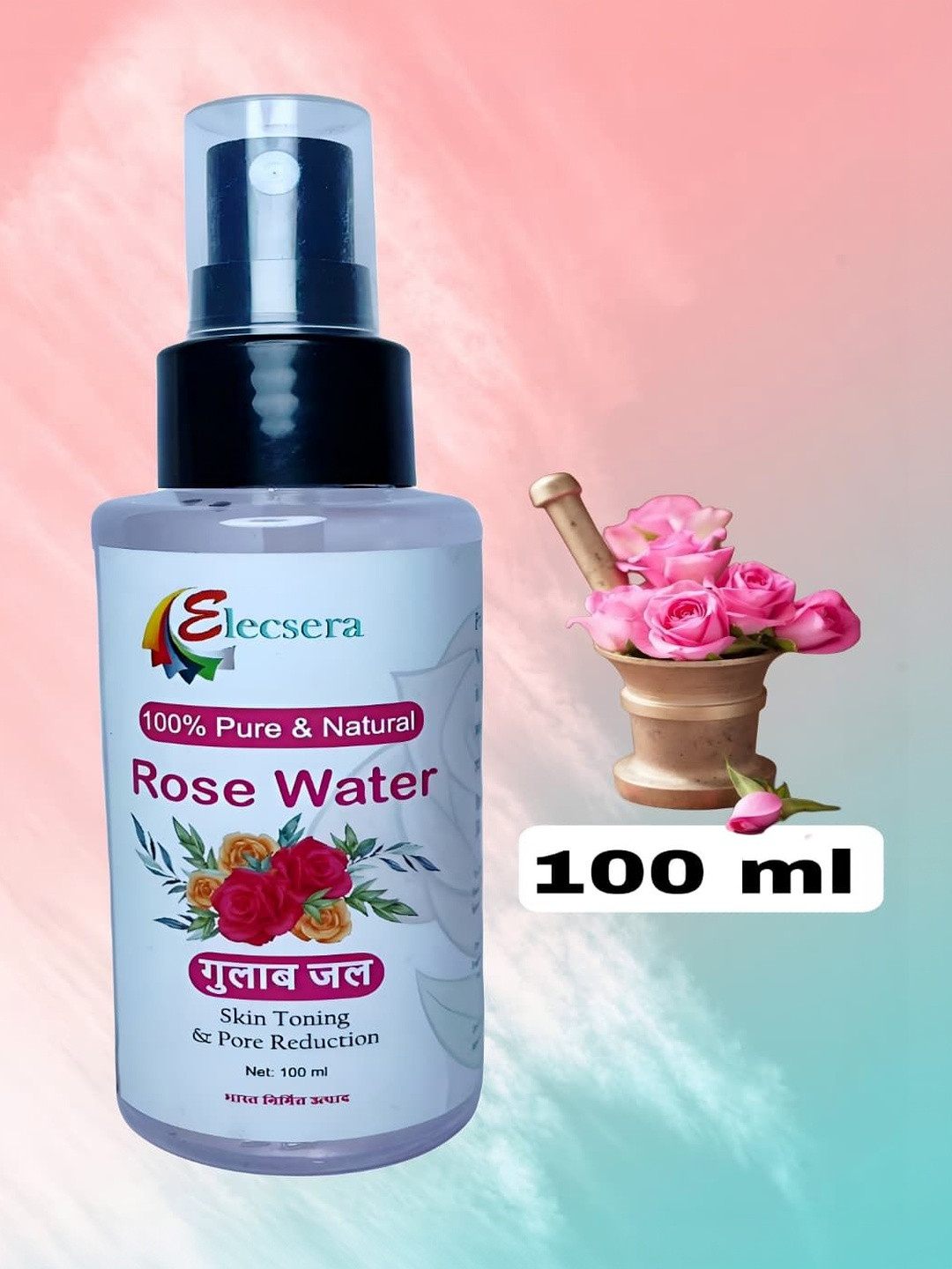 Elecsera Pure & Natural Rose Water For Skin Toning & Pore Reduction - 50 ml