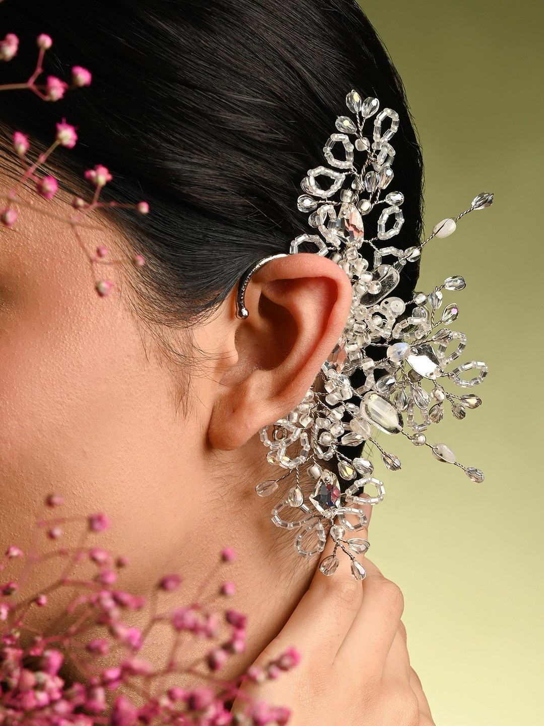 D'oro Silver Plated Crystal Shining Stone Contemporary Studs Earrings