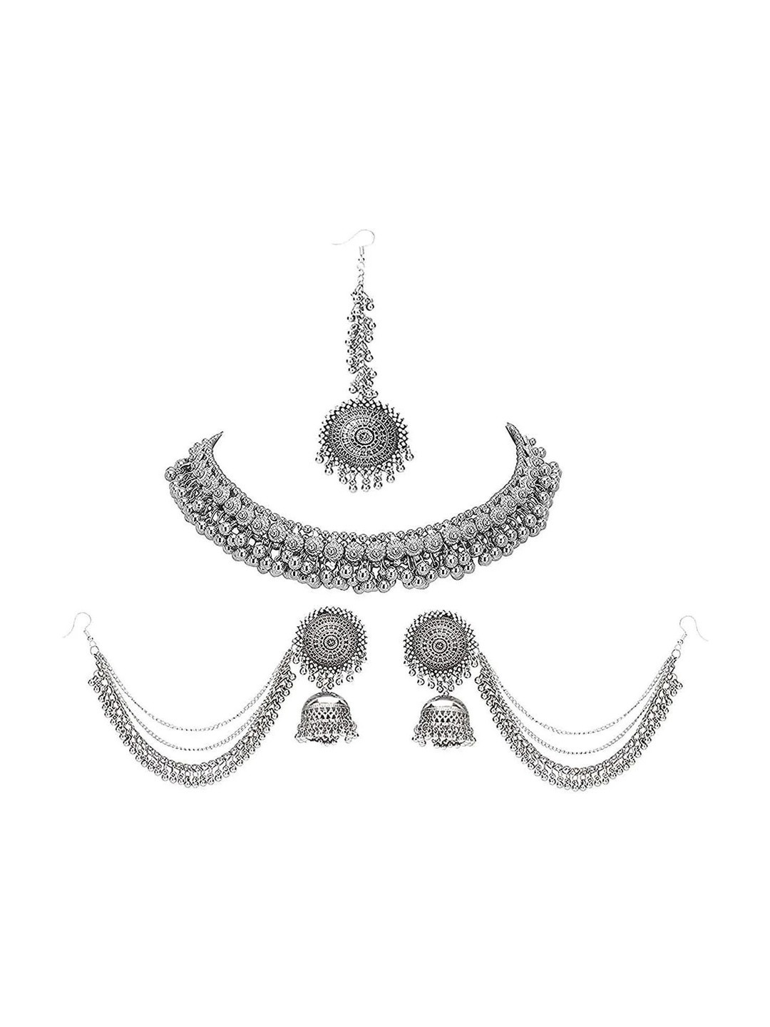 N S G Silver Plated Beaded Jewellery Set