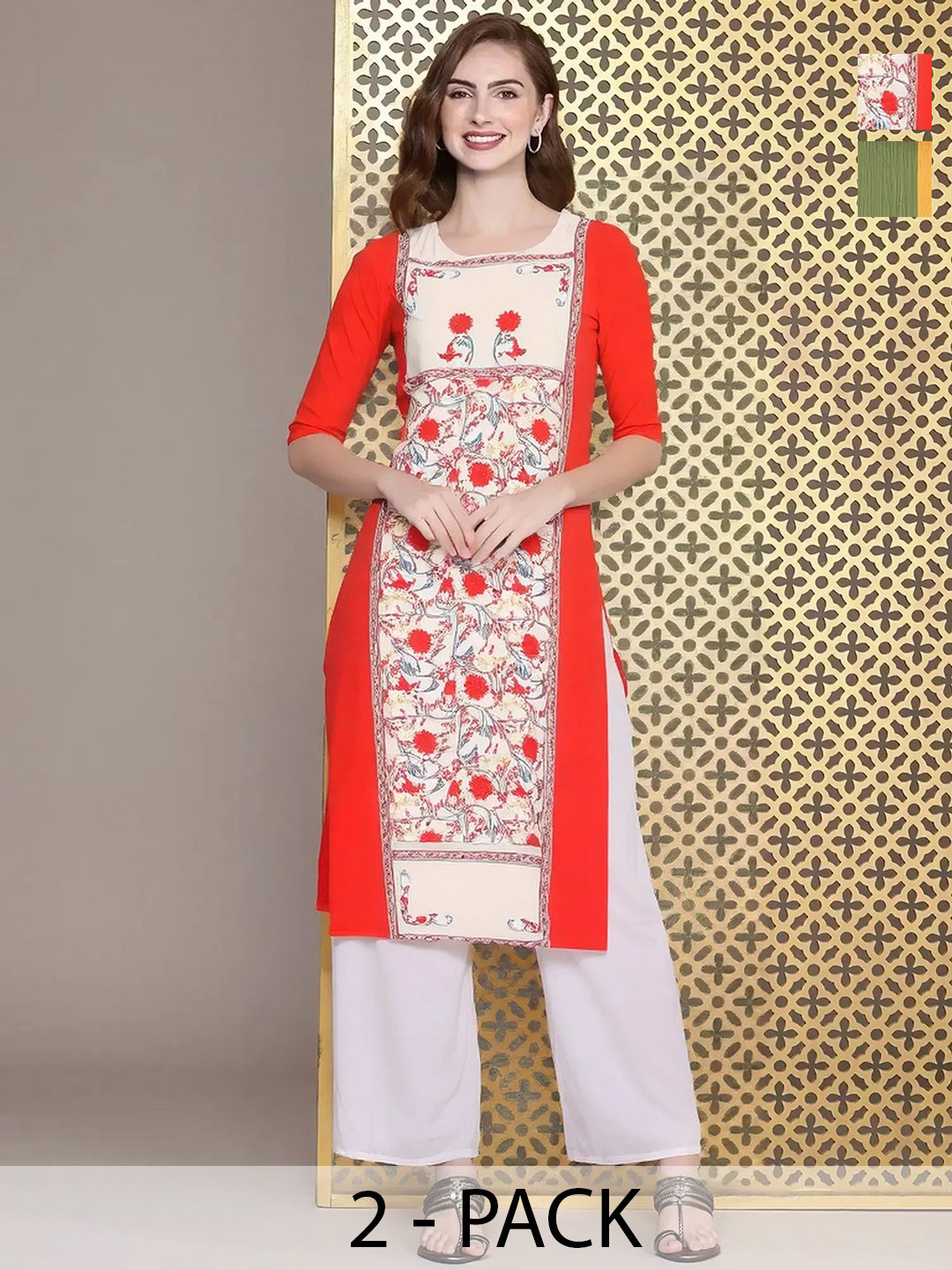 SZN Women Colourblocked Quirky Crepe Kurta