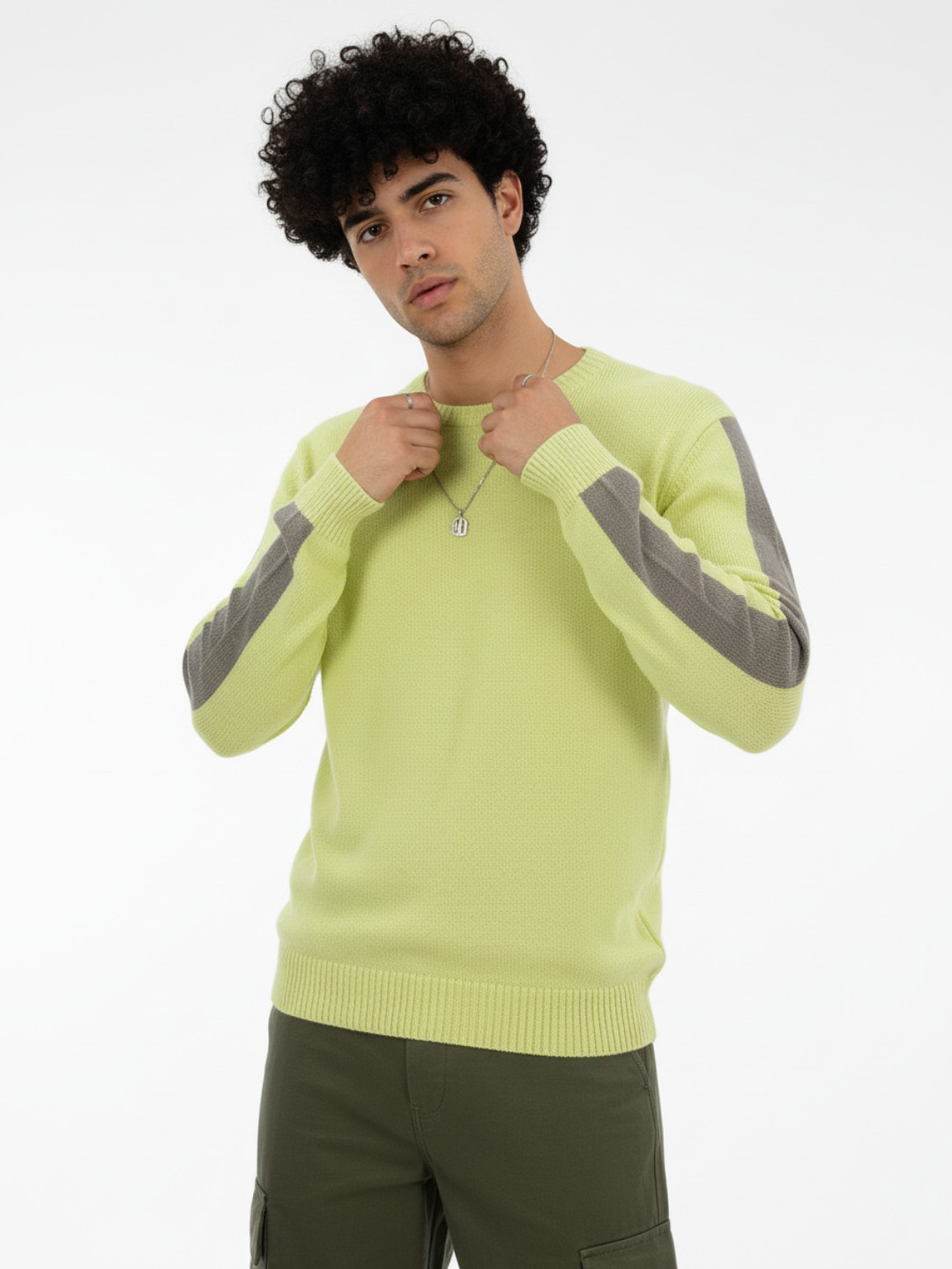 glitchez Acrylic Side-Stripe Pullover