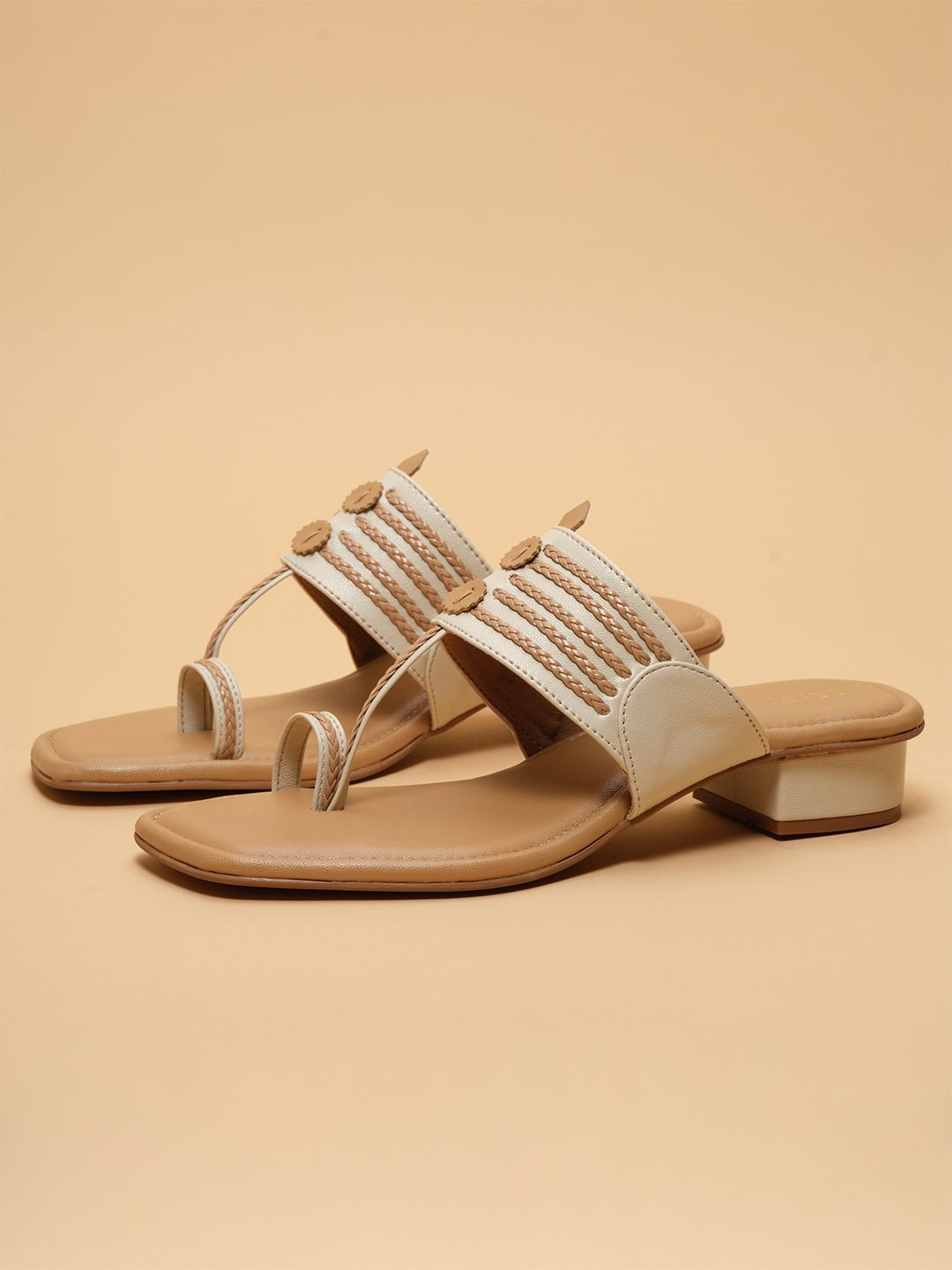 ERIDANI Embellished Ethnic Block Sandals