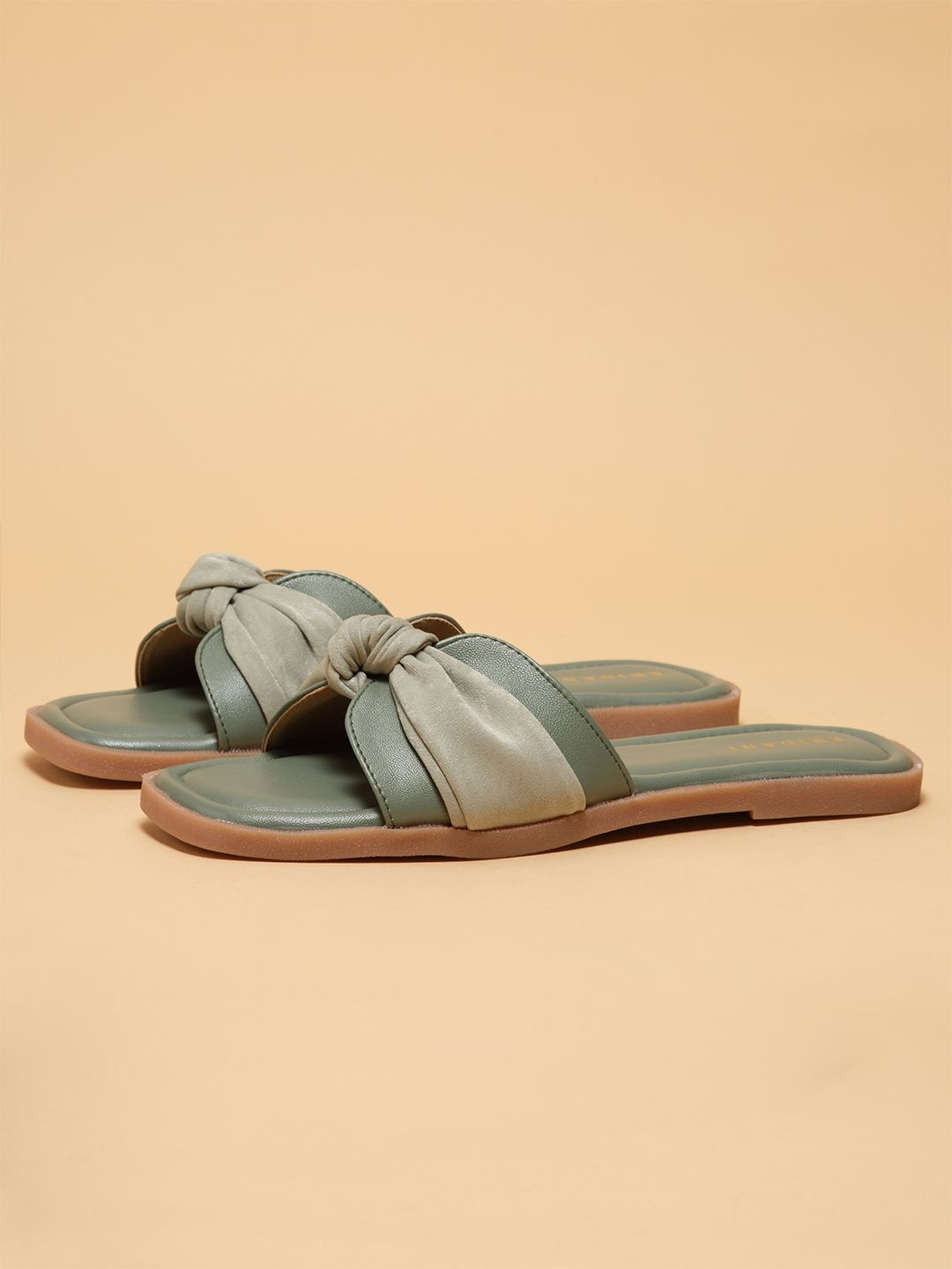 ERIDANI Women Colourblocked Open Toe Alyssa Knot Flats