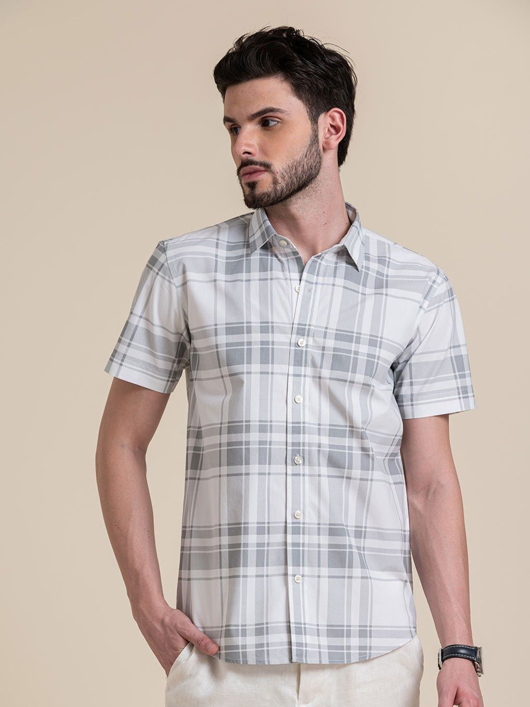 Hallstatt Life Men Windowpane Checks Checked Casual Shirt