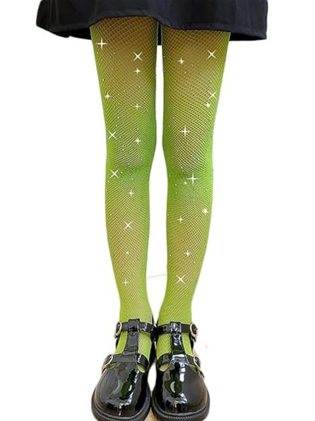 NESKA MODA Girls Self Design Glitter Fishnet Sparkling Mesh Pantyhose Stockings