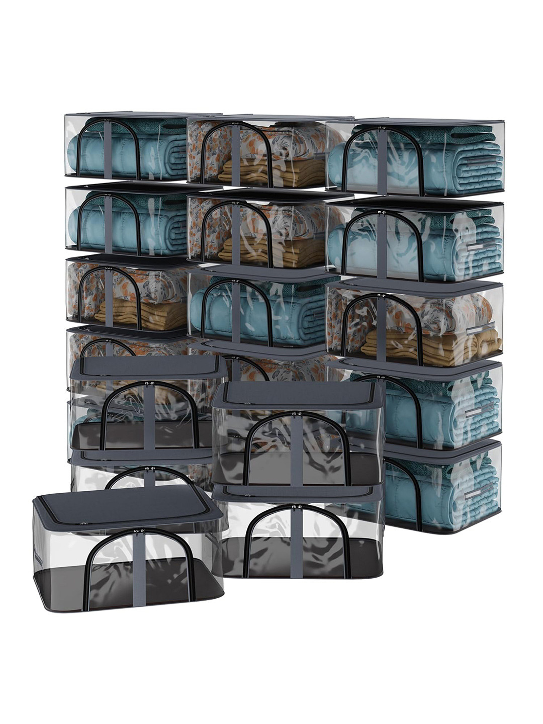 Kuber Industries Grey & Transparent 20 Pieces Multi-Utility Organisers