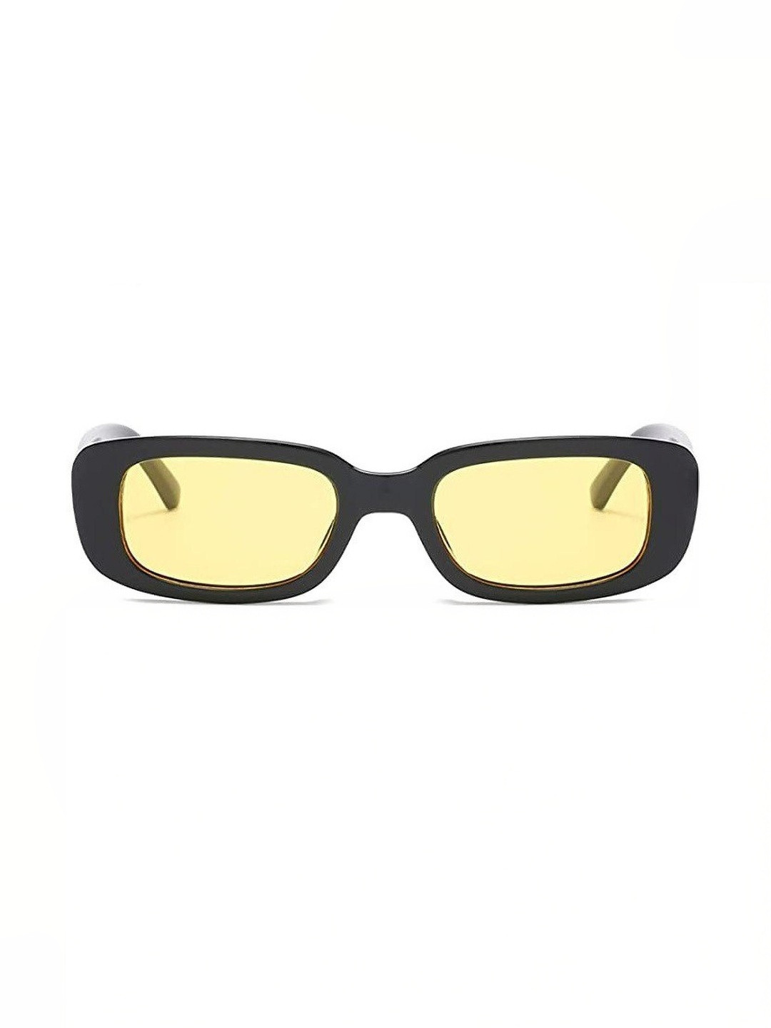 Being Better Unisex Yellow Lens & Black Rectangle Sunglasses with