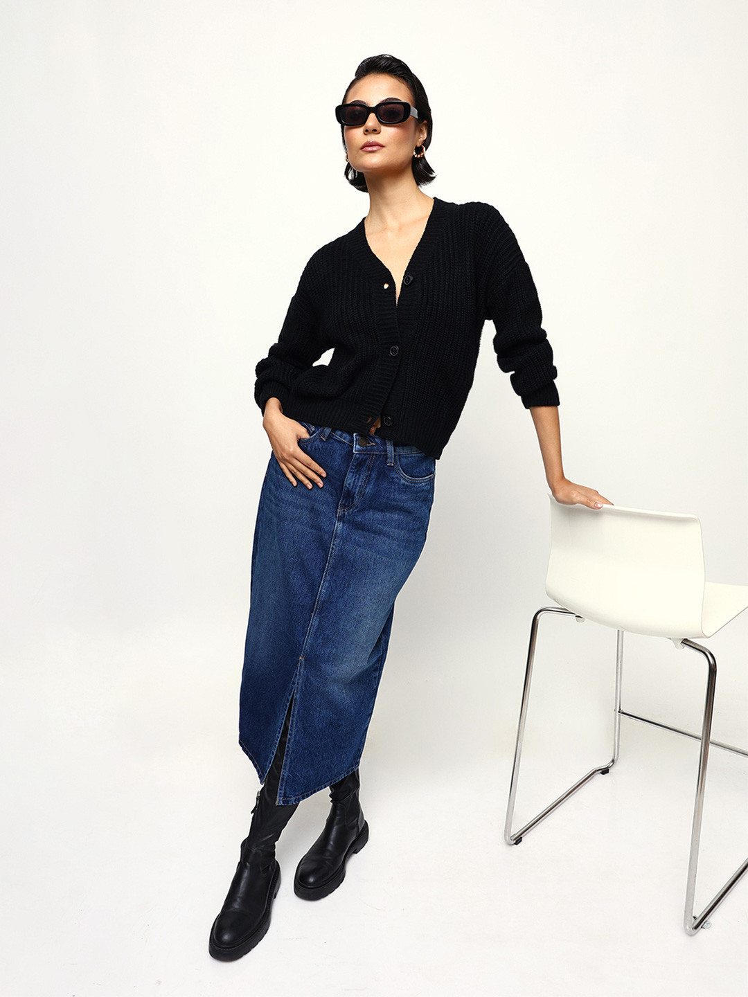 High Star Ribbed Acrylic Cardigan