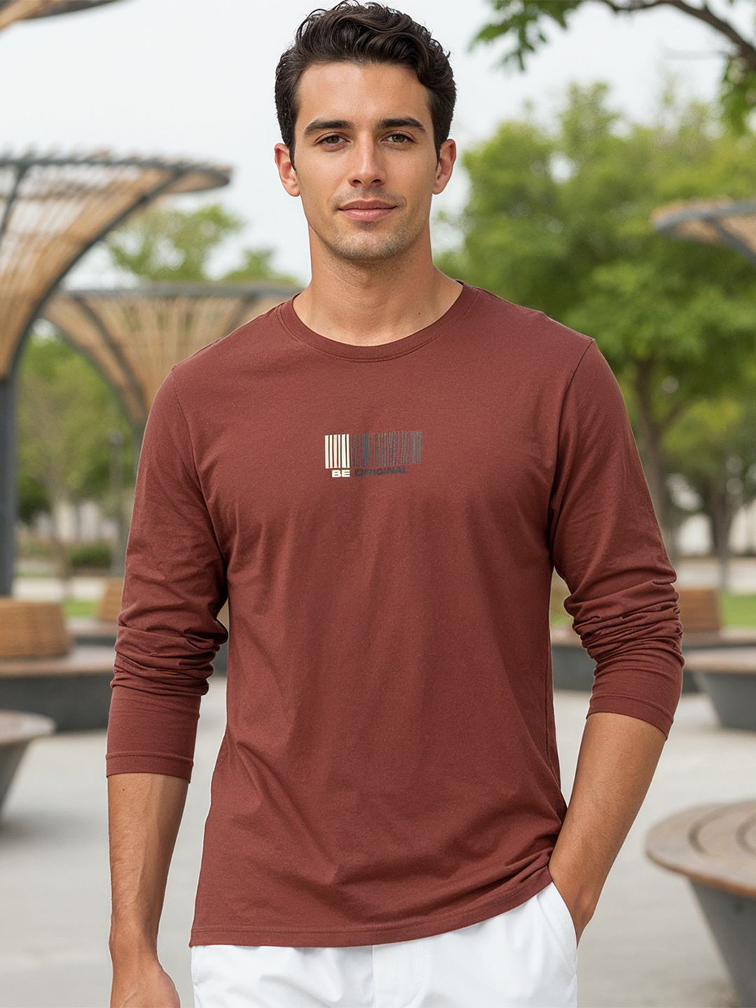 Bewakoof Men Brick Red Be Original Graphic Printed T-shirt