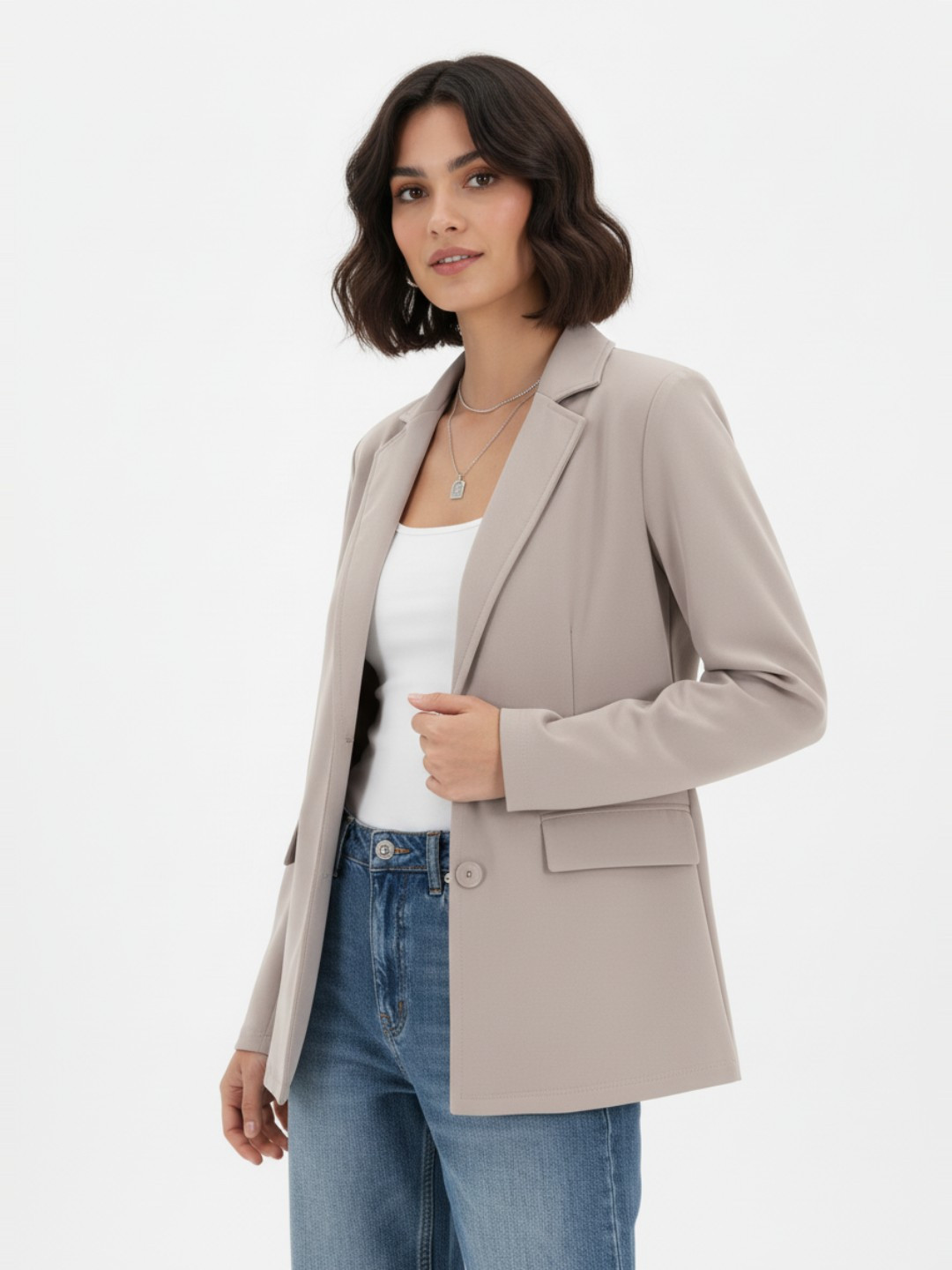 glitchez Notched Lapel Casual Coat