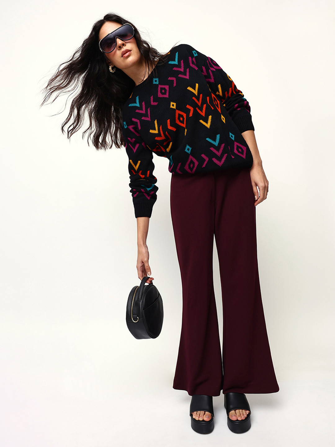 High Star Geometric Printed Pullover Sweater