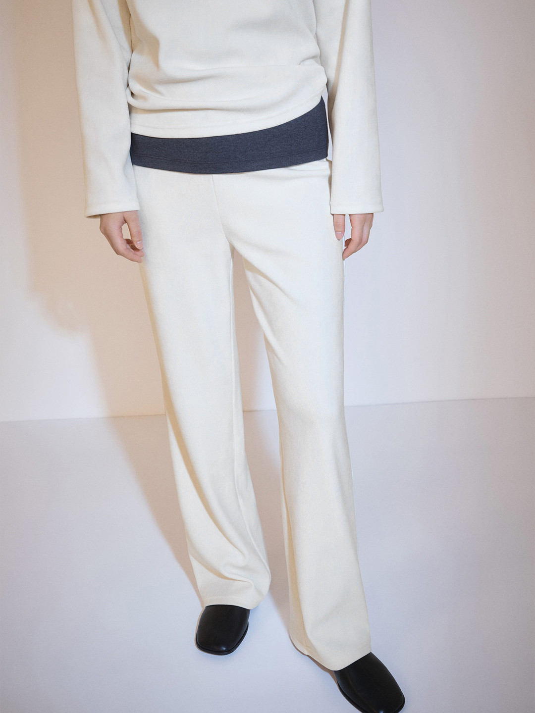 MANGO Women Straight Fit Corduroy Trousers